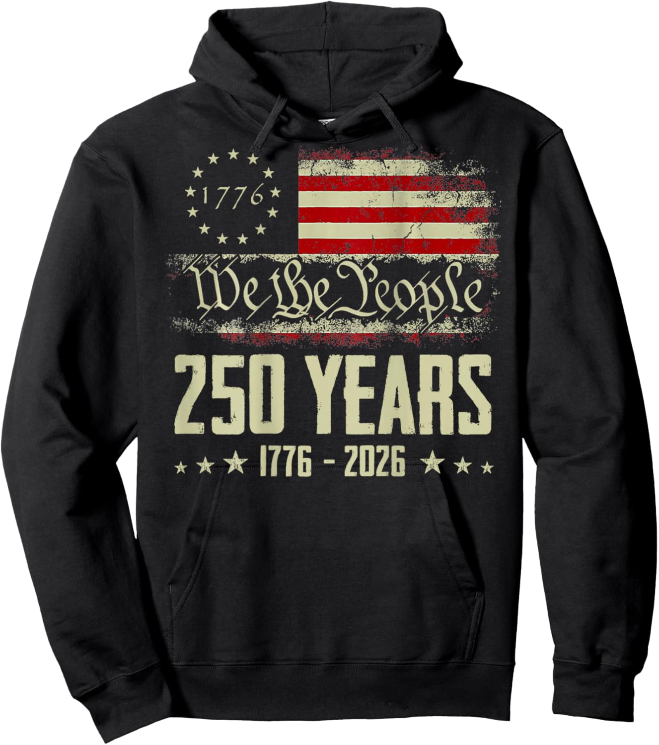 We The People 250 Years America 1776-2026 USA Flag (On Back) Hoodie - Hoodie | Black