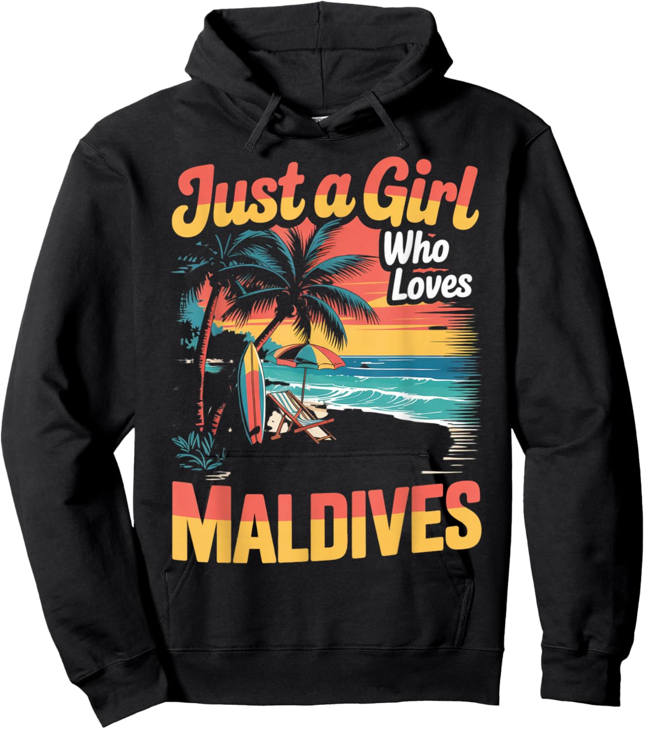 Island Tropical Surfing Maldivian Girl Who Loves Maldives Hoodie - Hoodie | Black