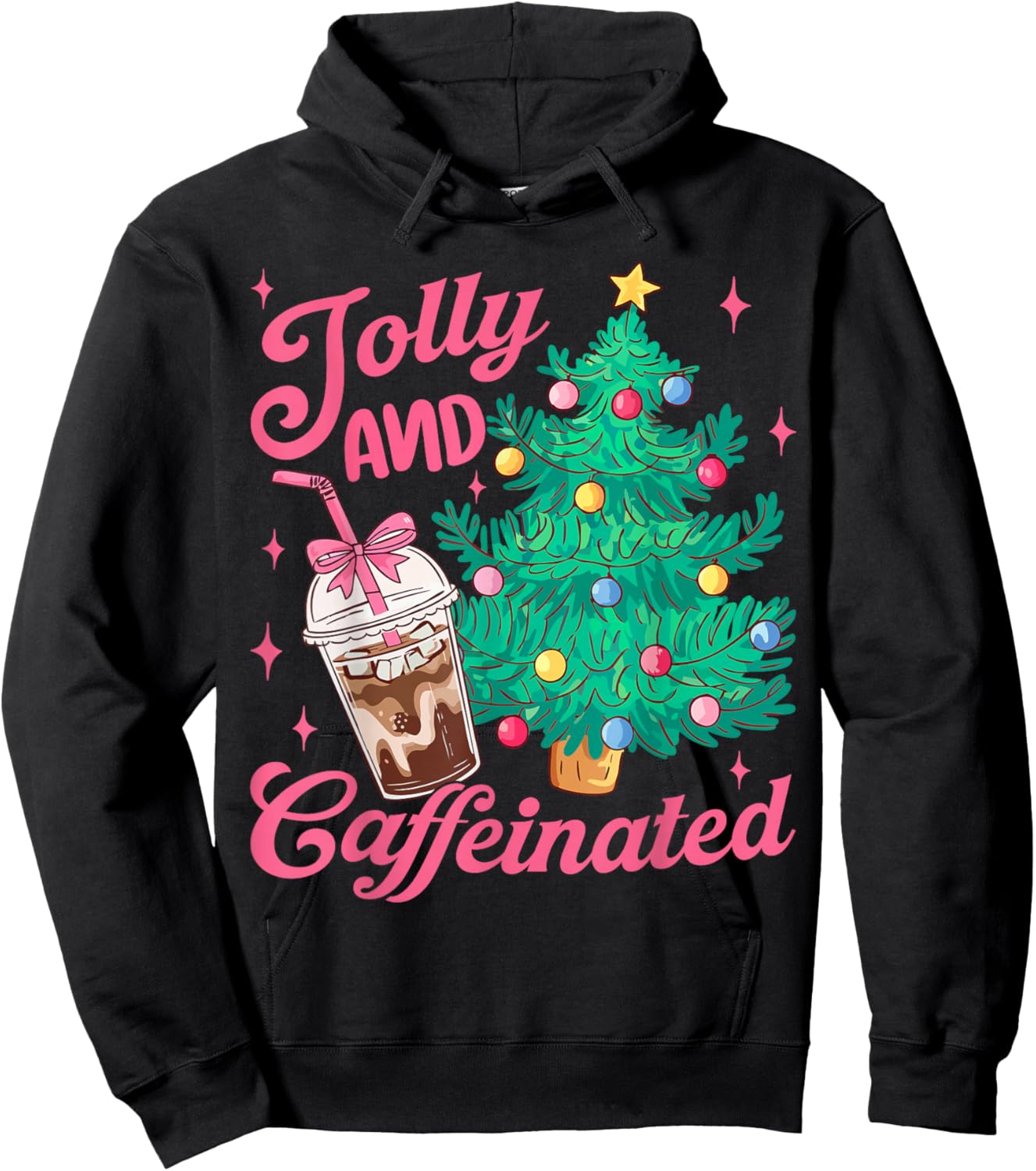 Jolly and Caffeinated Tis The Season Coffee Lover Christmas Hoodie - Hoodie | Black