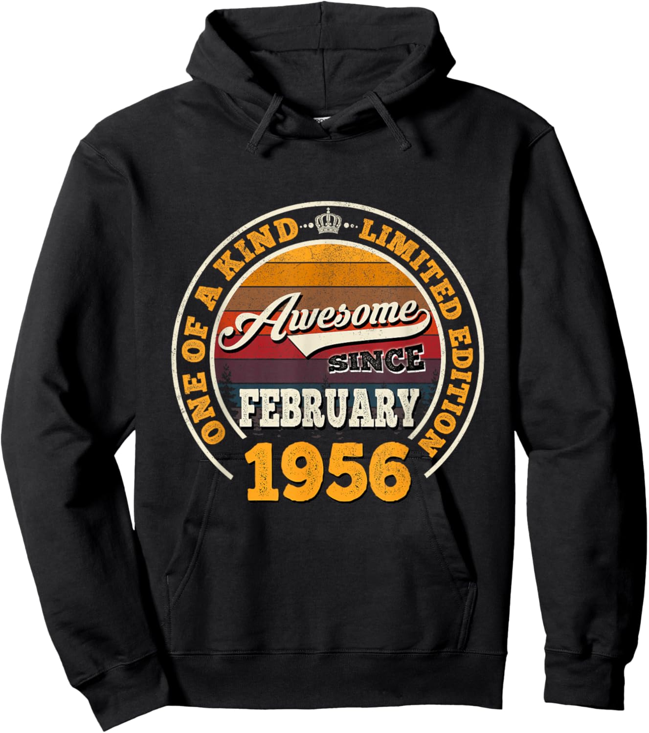 70th Birthday Gift Awesome Since February 1956 70 Years Old Hoodie - Hoodie | Black