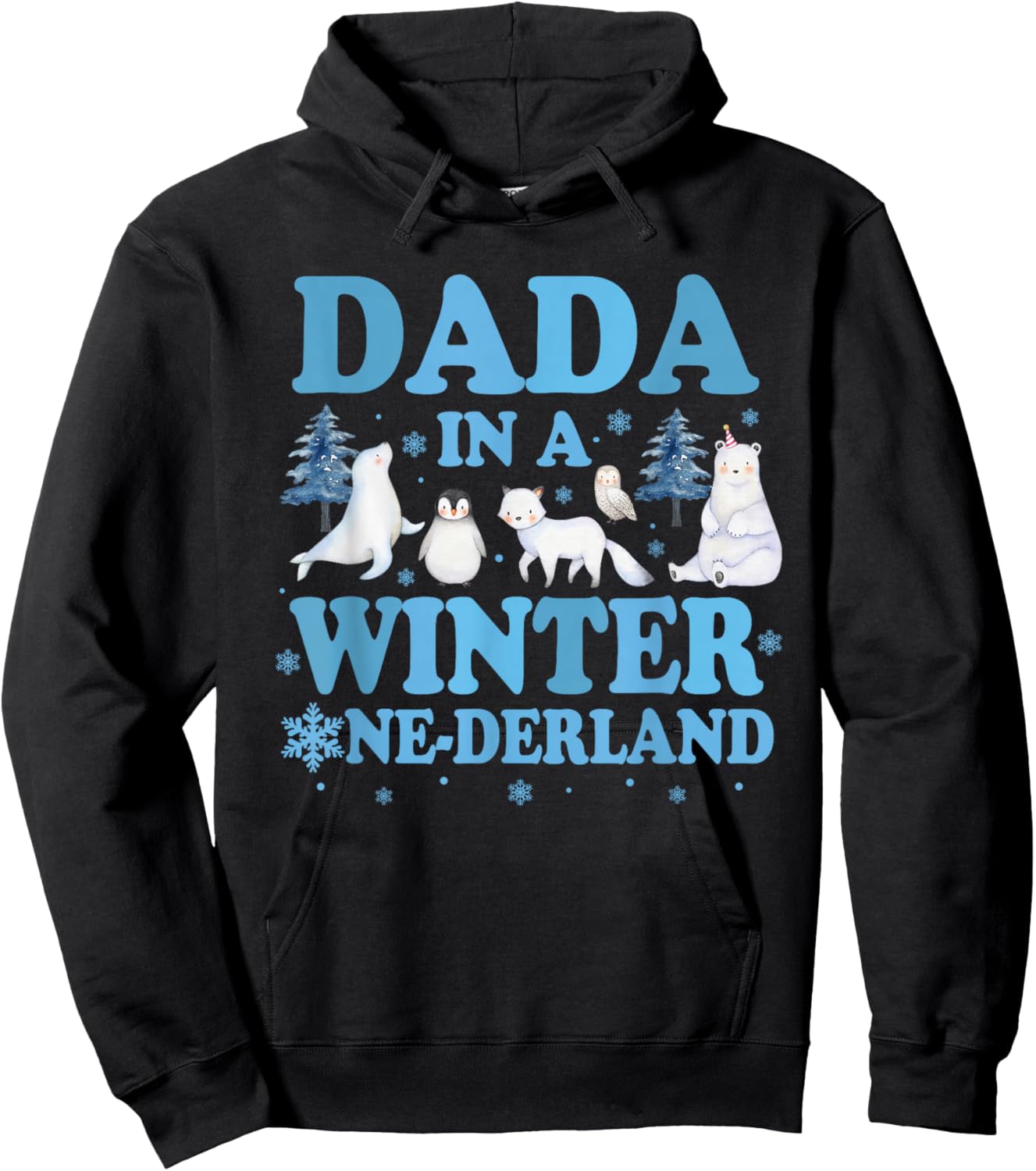 Dada in a Winter Onederland Birthday Boy Arctic Animals Hoodie - Hoodie | Black