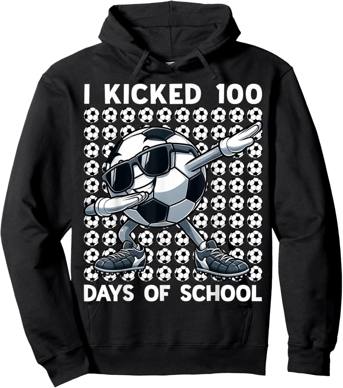 100 Days of School Soccer Dabbing 100th Day of School Boys Hoodie - Hoodie | Black