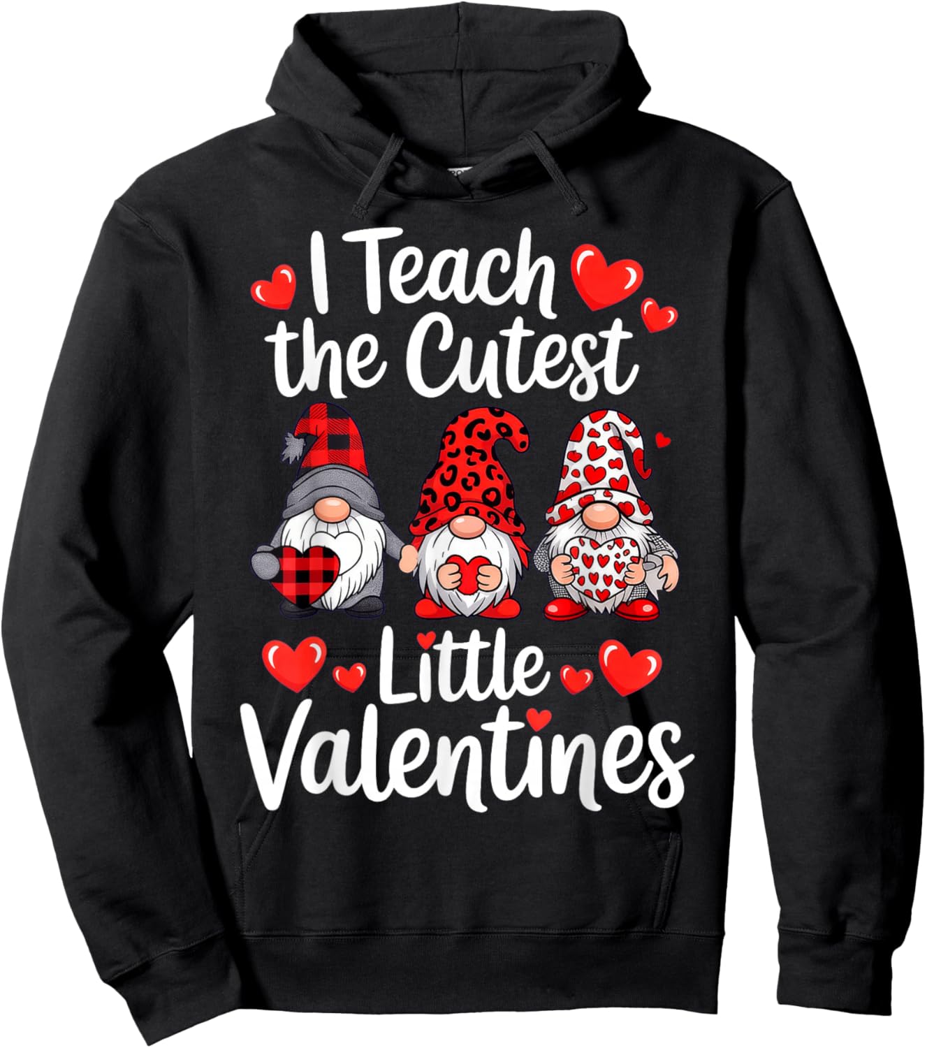 I Teach The Cutest Little Valentines, Gnome Teachers Hoodie - Hoodie | Black