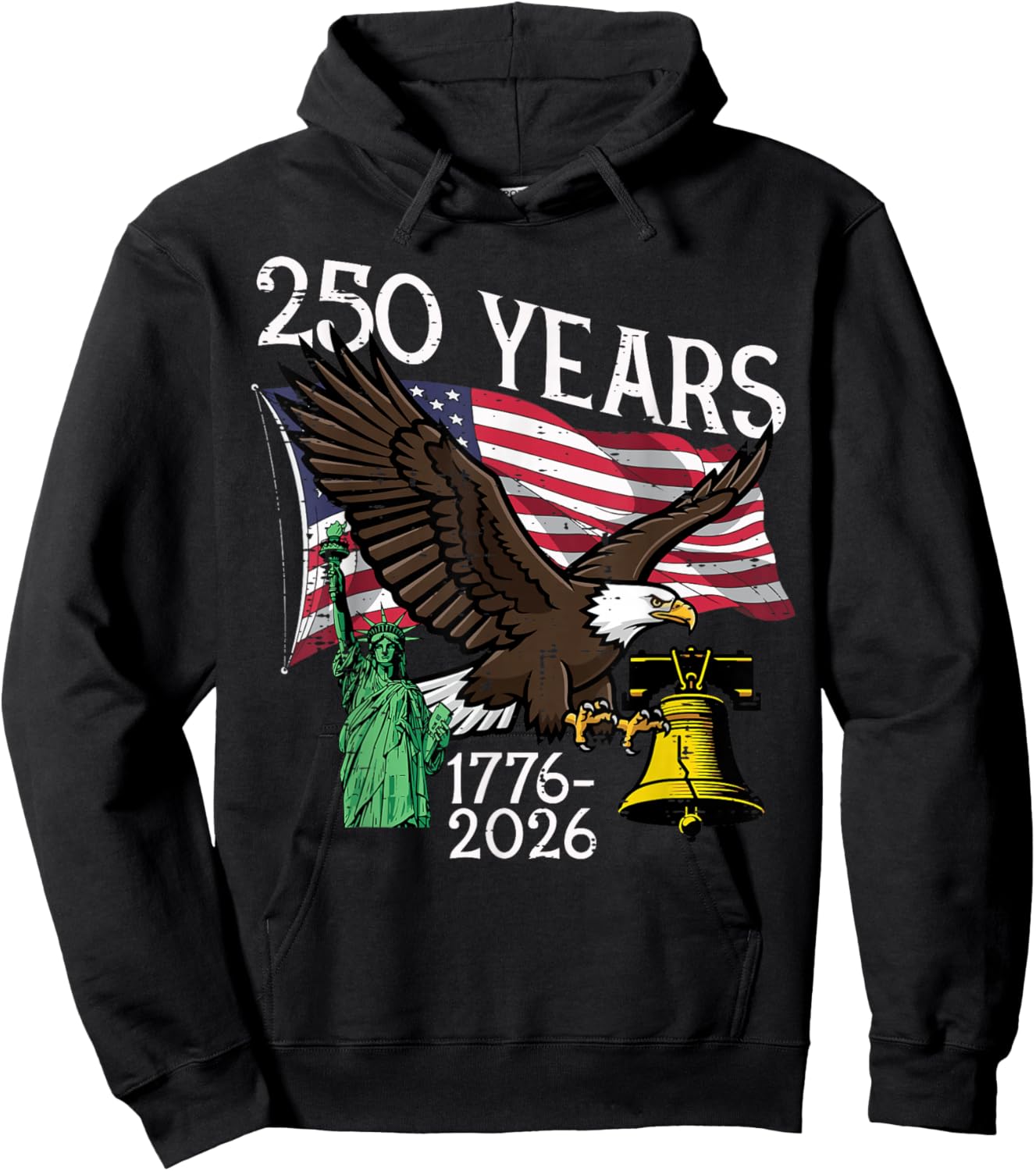 250 Years American 1776 2026 250th Anniversary USA Women Men Hoodie - Hoodie | Black