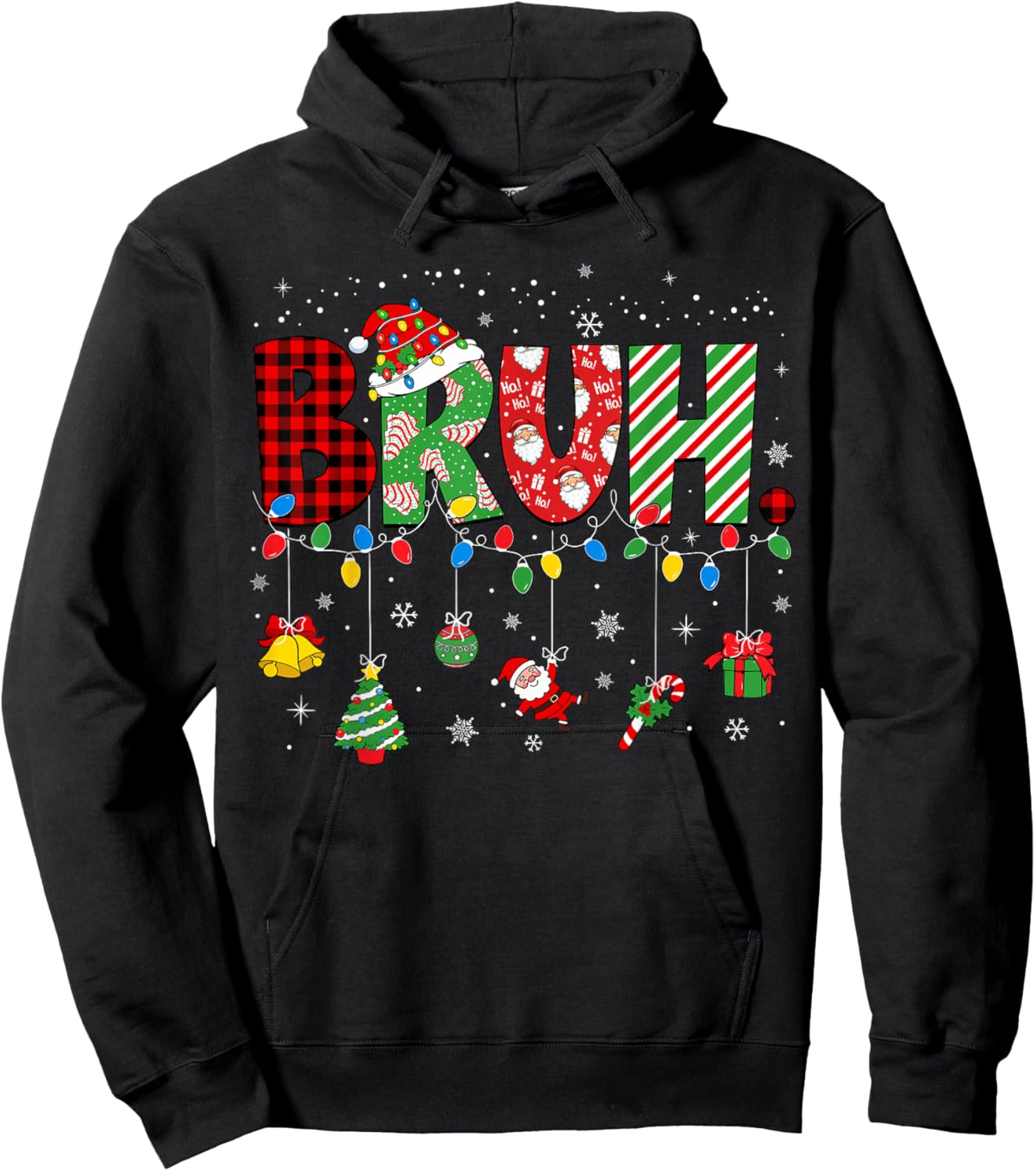 Bruh Meme Funny Saying Bro Greeting Teens Boys Men Christmas Hoodie - Hoodie | Black
