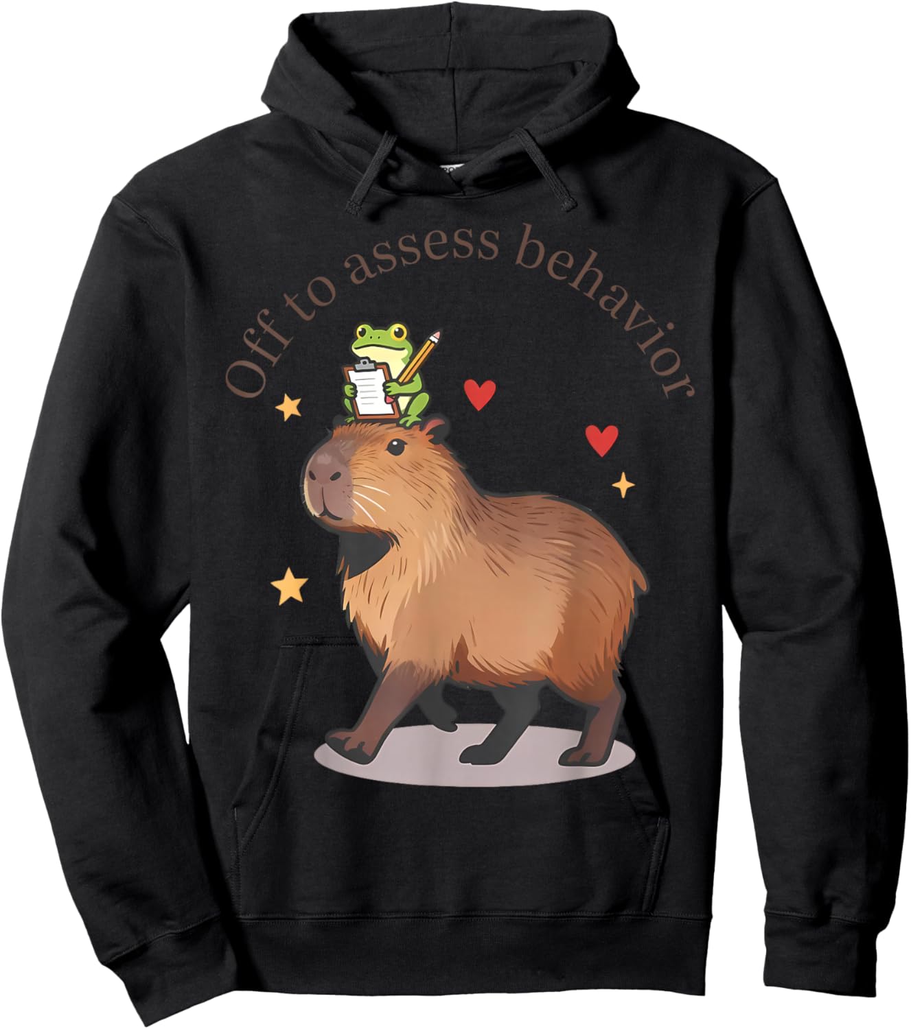 Off to Assess Behavior Cute Capybara Frog Behavior Therapist Hoodie - Hoodie | Black