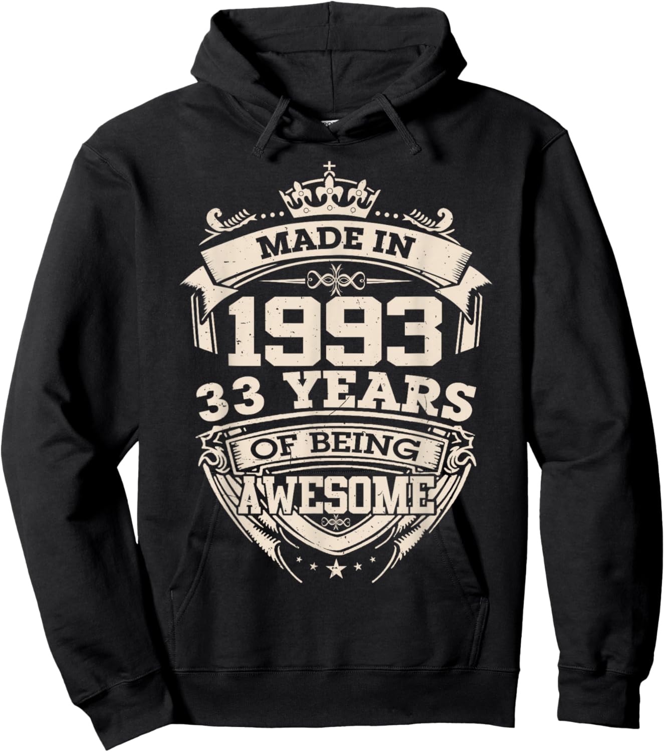 Made in 1993 33rd Years of Being Awesome Birthday Vintage Hoodie - Hoodie | Black