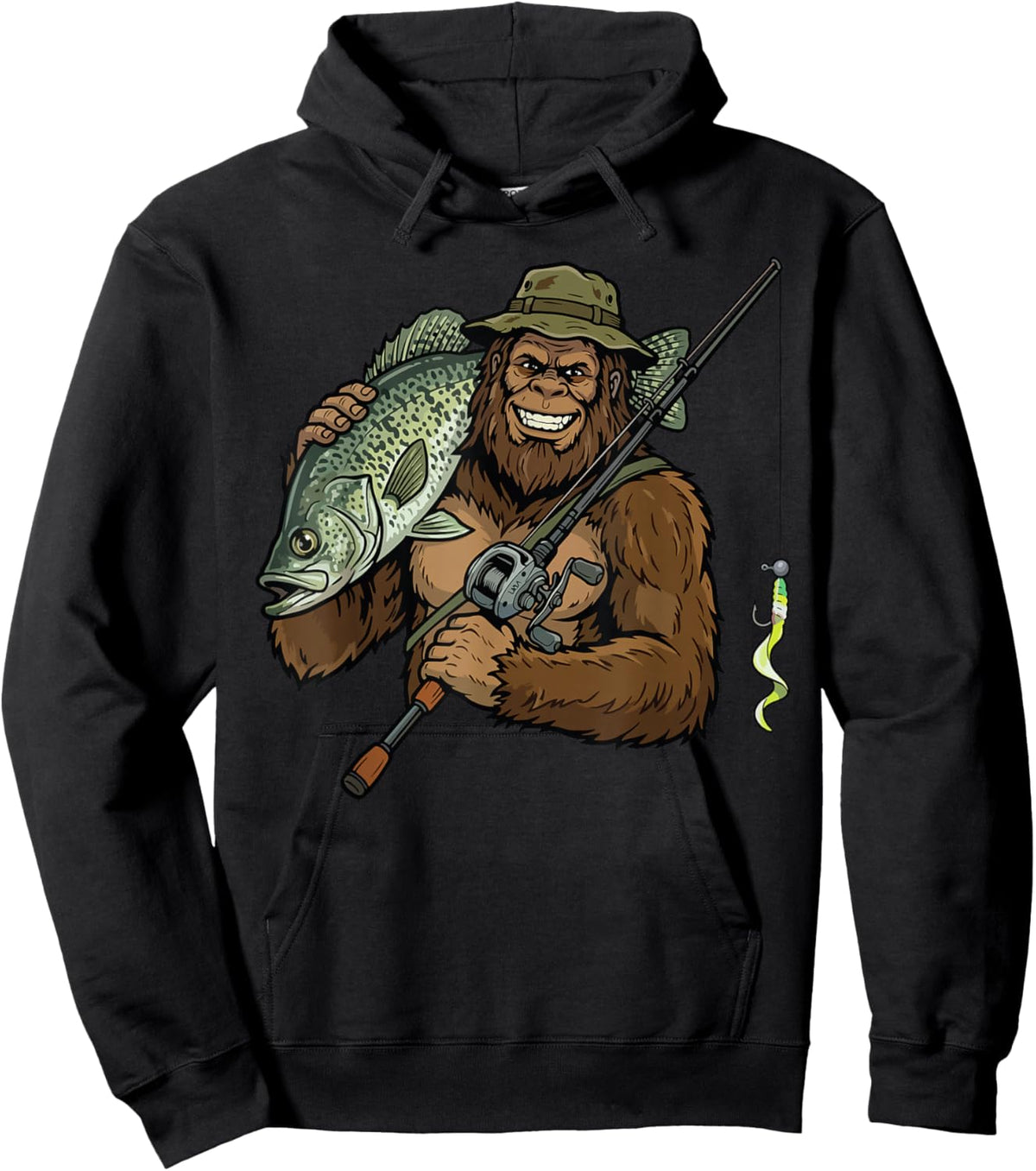 Crappie Fishing Funny Bigfoot Hoodie - Hoodie | Black