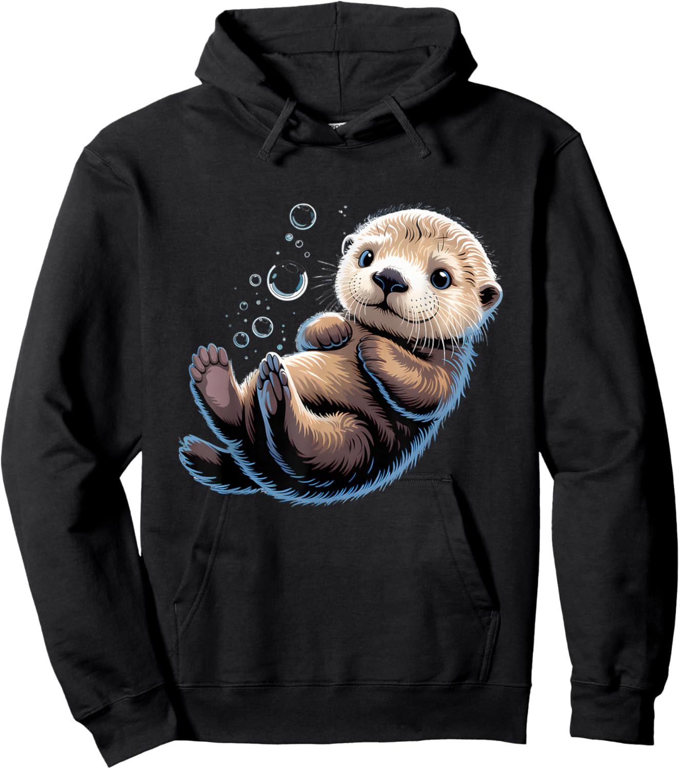 Cute Sea Baby Otter Animal Nature Lovers Graphic Hoodie - Hoodie | Black