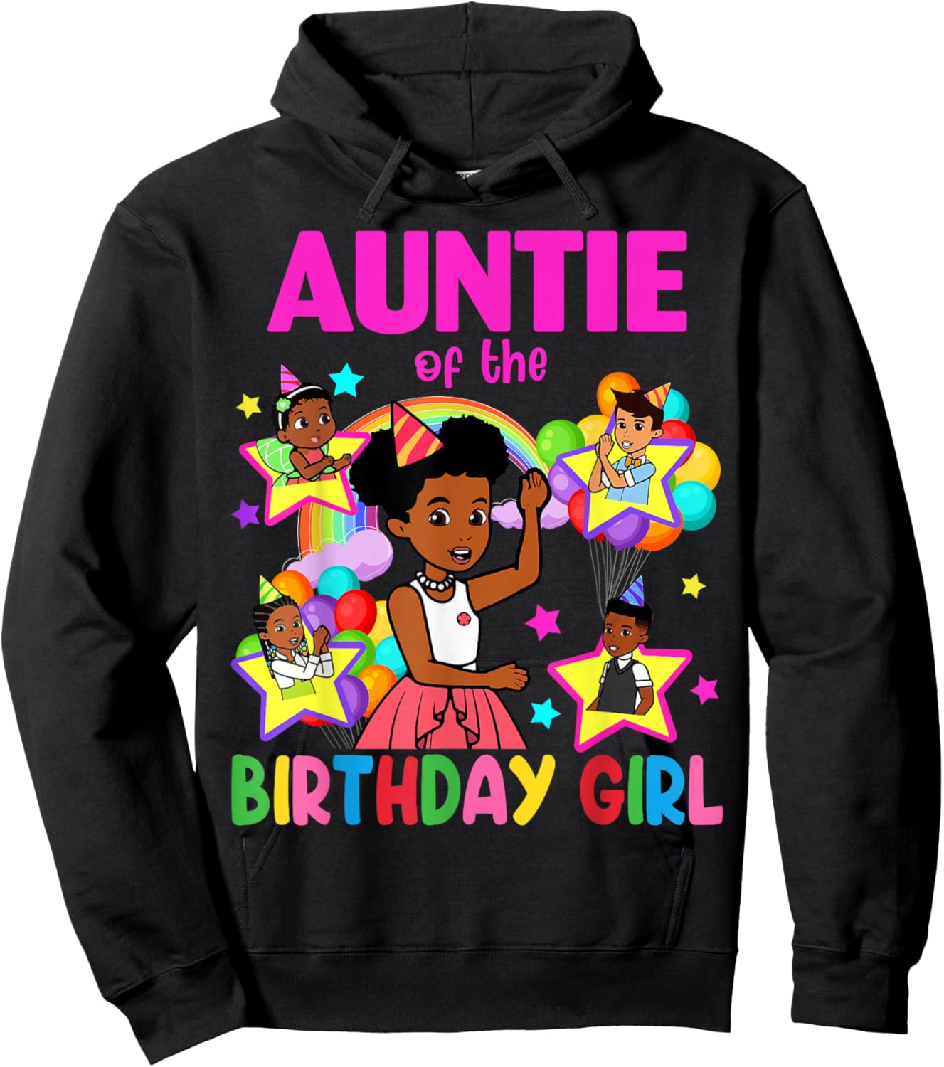 Auntie of Birthday Girl Gracie Birthday Dolls Girl Party Hoodie - Hoodie | Black