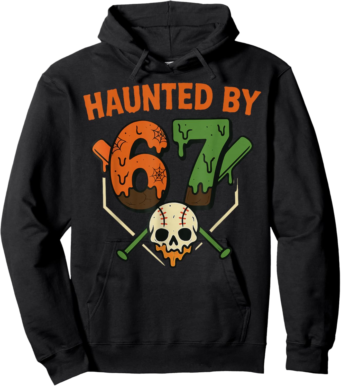 67 Halloween Meme 6 7 Numbers Six Seven Baseball Skeleton Hoodie - Hoodie | Black