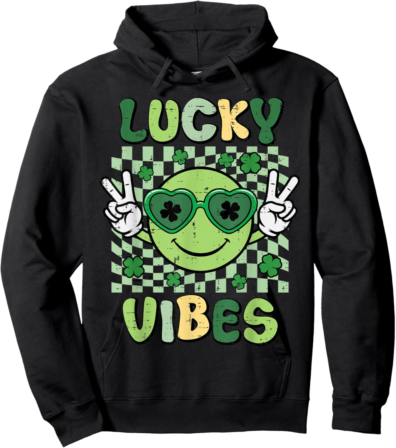 St Patricks Day Smile Lucky Vibes Saint Paddys Women Men Kid Hoodie - Hoodie | Black