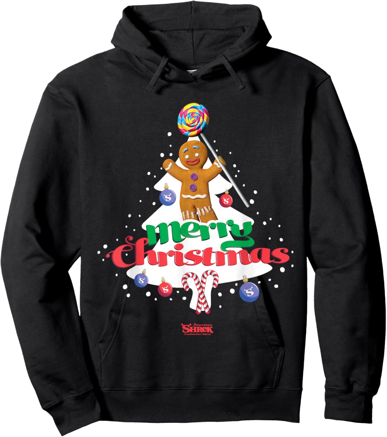 Shrek Gingy Merry Christmas Candy Tree Hoodie - Hoodie | Black