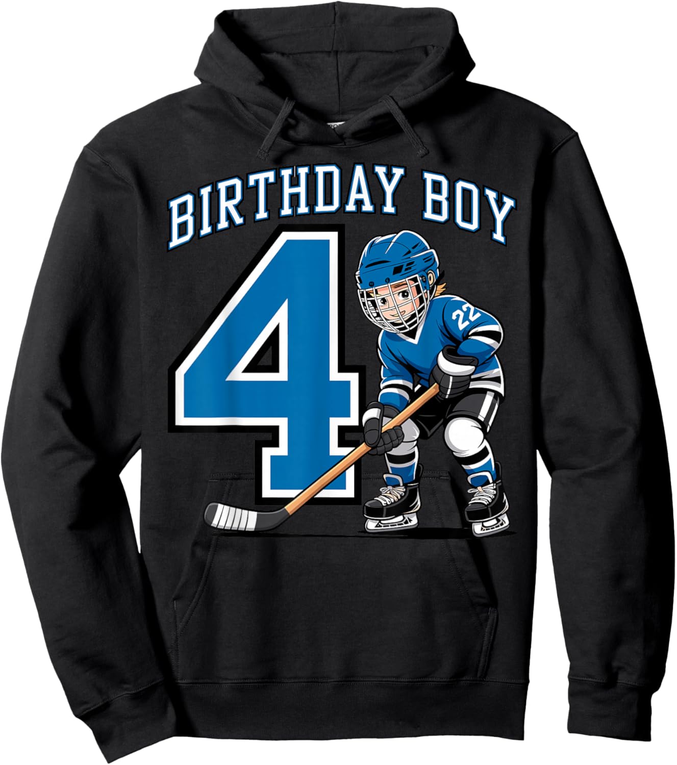 Ice Hockey 4 Years Birthday Boy 4th Bday Kids Hockey Party Hoodie - Hoodie | Black
