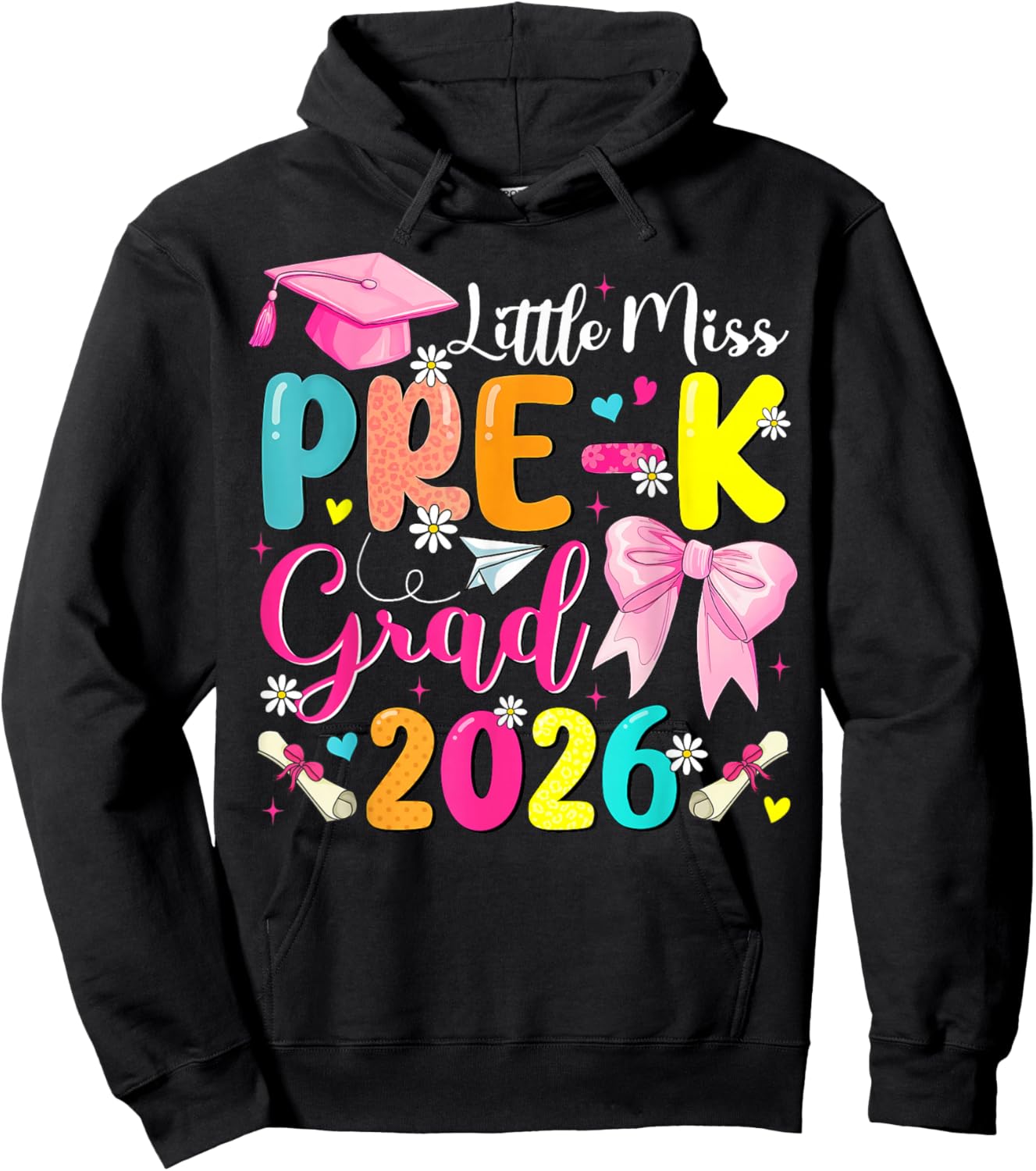 Little Miss Pre-K Grad 2026 Preschool Graduation Kids Girls Hoodie - Hoodie | Black