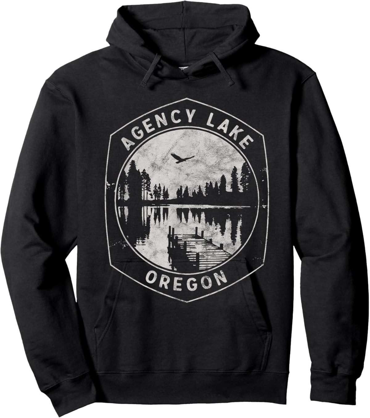 Vintage Agency Lake Oregon Outdoors Vacation Hoodie - Hoodie | Black