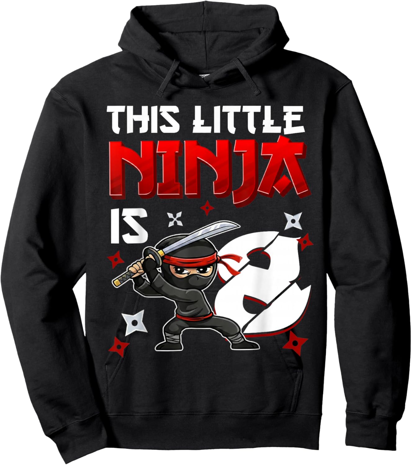 This Little Ninja is 8 Year Old 8th Birthday Ninja Boys Kids Hoodie - Hoodie | Black