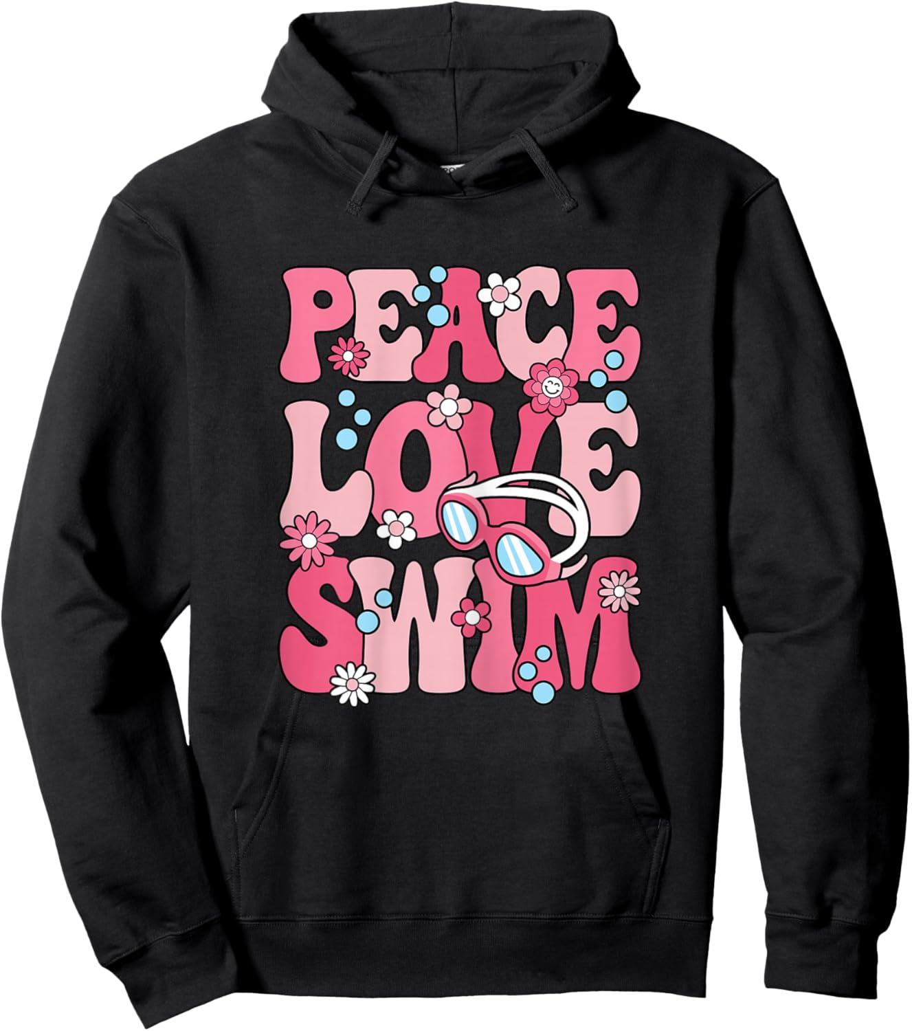 Peace Love Swim Swimming Cute Swimmer Women Girls Kids Hoodie - Hoodie | Black