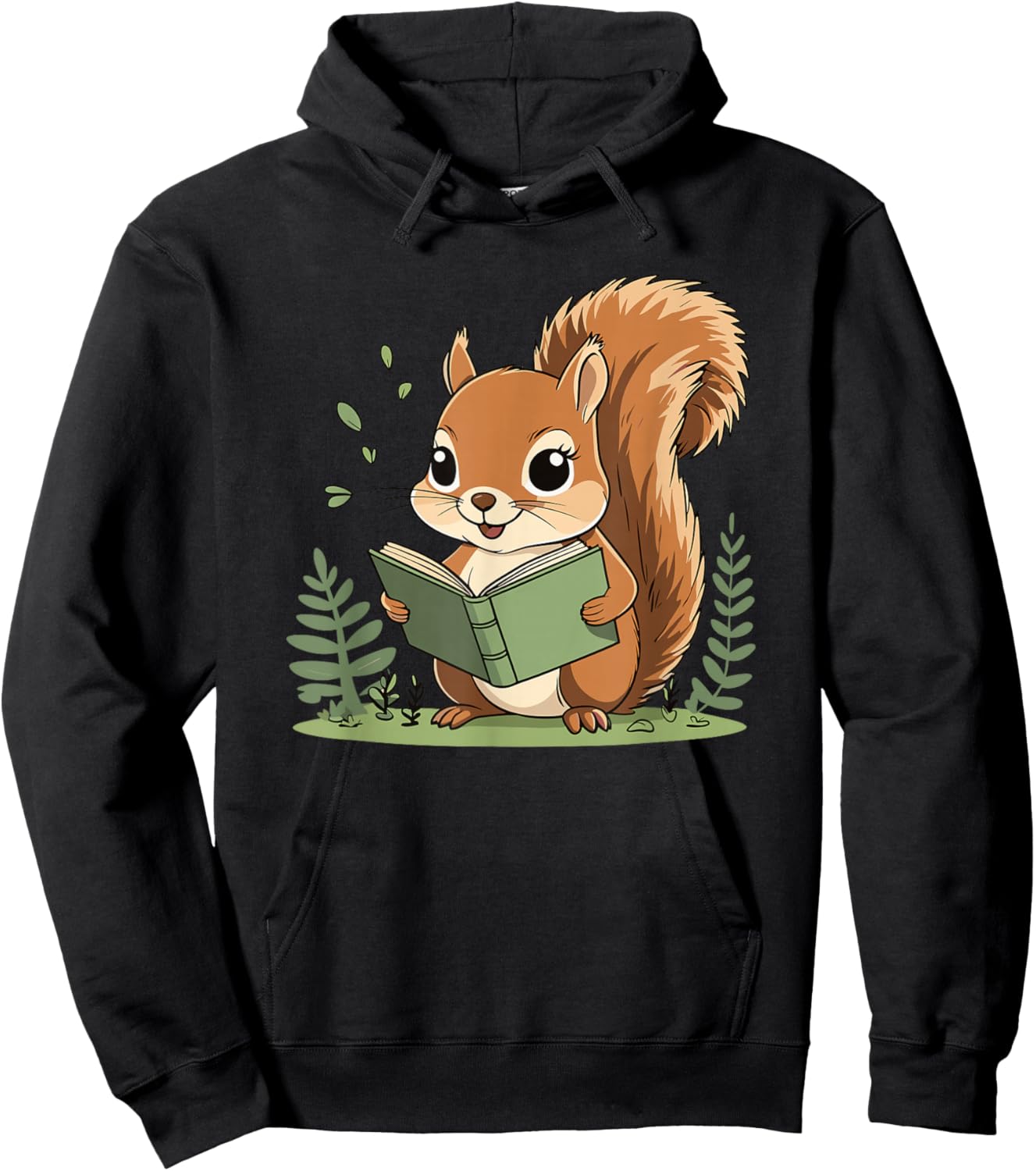 Cute Reading Squirrel for Bookworm Kids and Teachers Hoodie - Hoodie | Black