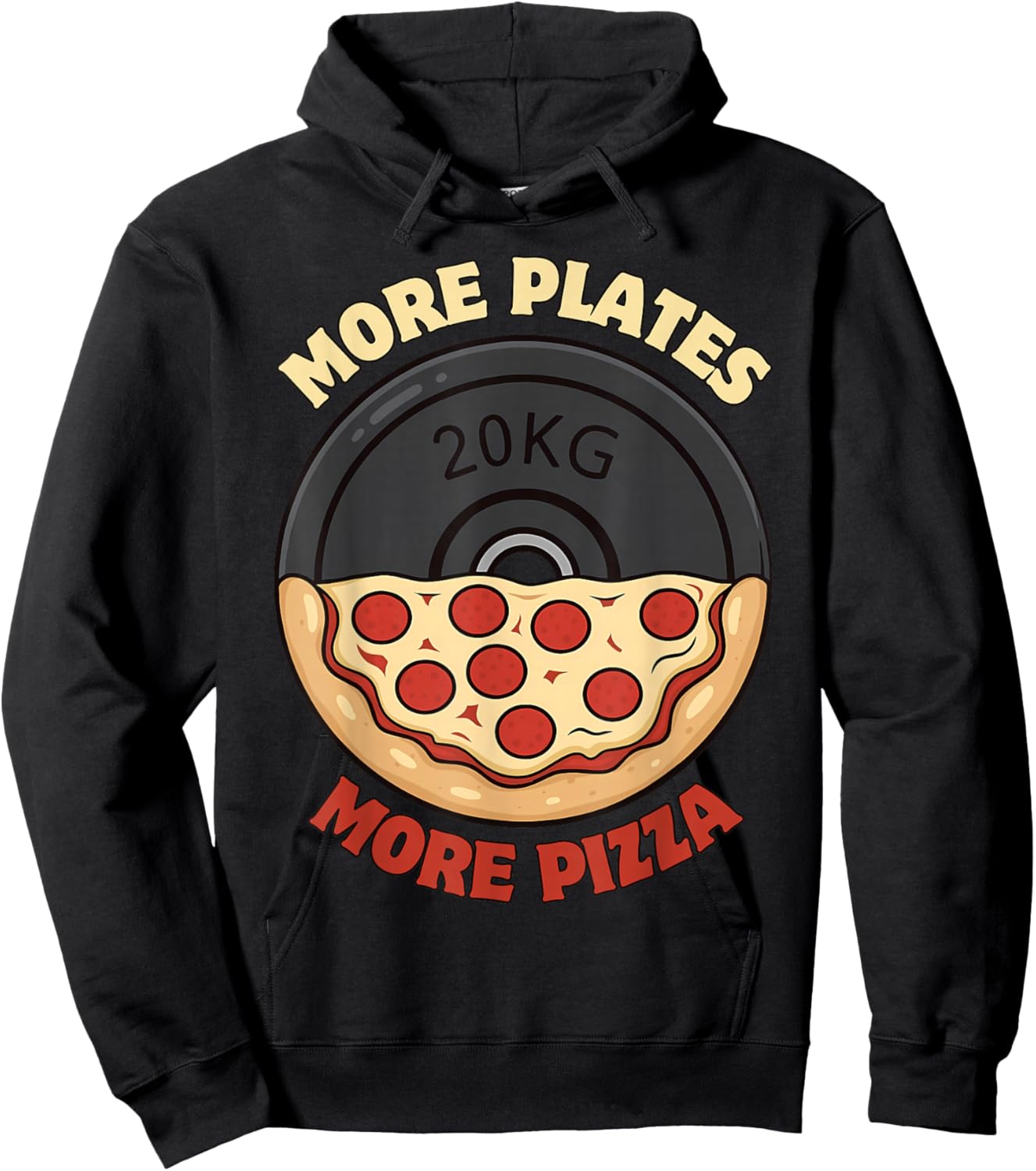 More Plates More Pizza - Weightlifting Gym Pizza Workout Hoodie - Hoodie | Black