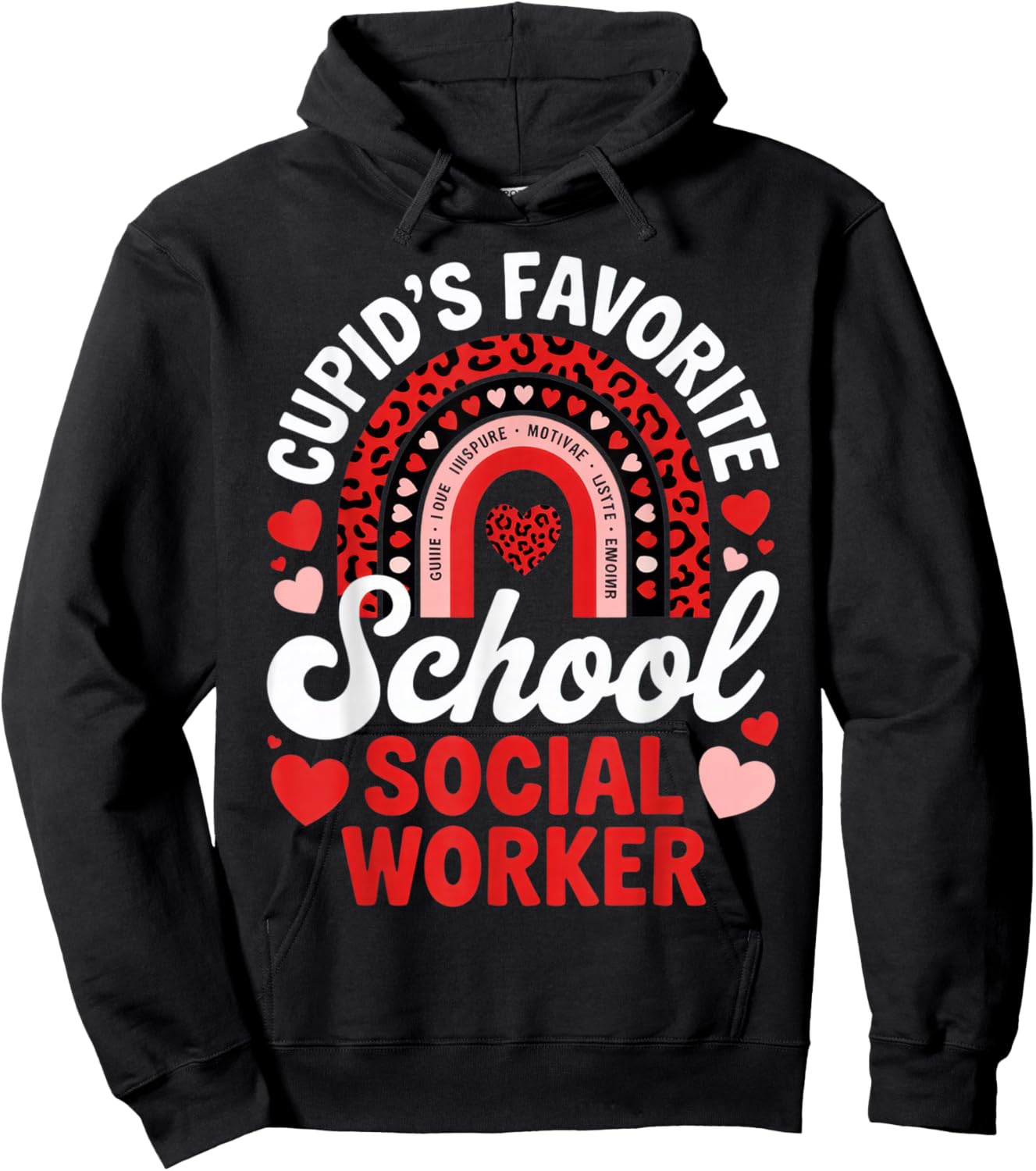 Cupid's Favorite School Social Worker Valentine's Day Fun Hoodie - Hoodie | Black