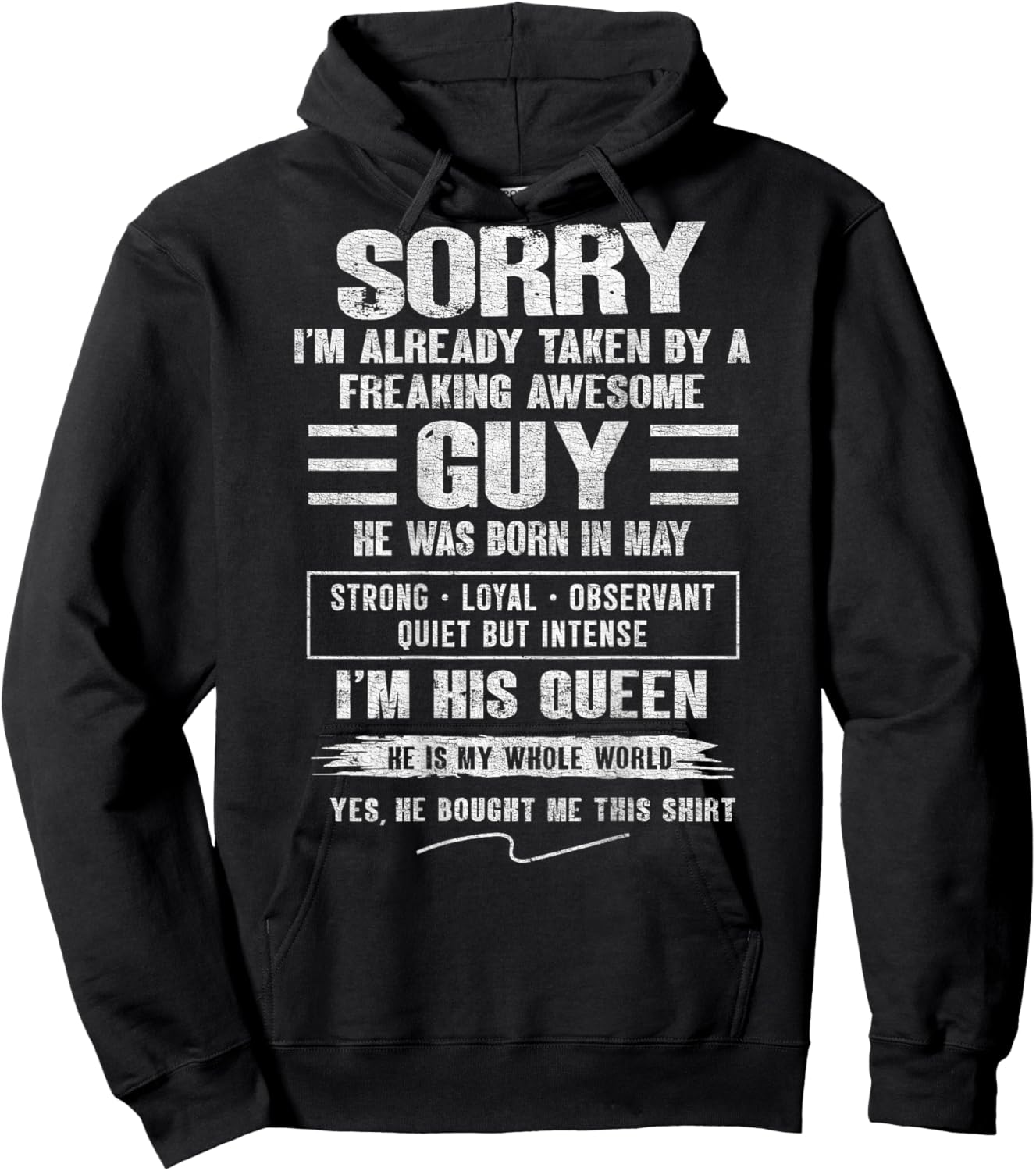 I'm Taken by Freaking Awesome Guy Born in May On Back Hoodie - Hoodie | Black