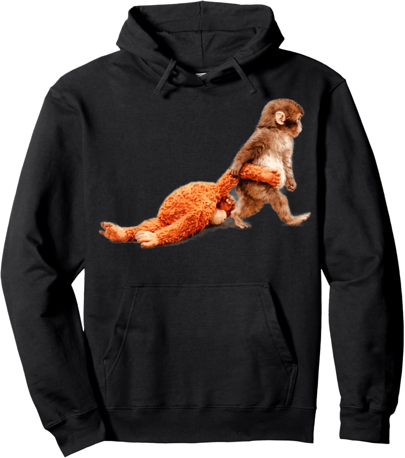 Monkey Punch with Stuffed Clothes for Animal Lovers Hoodie - Hoodie | Black
