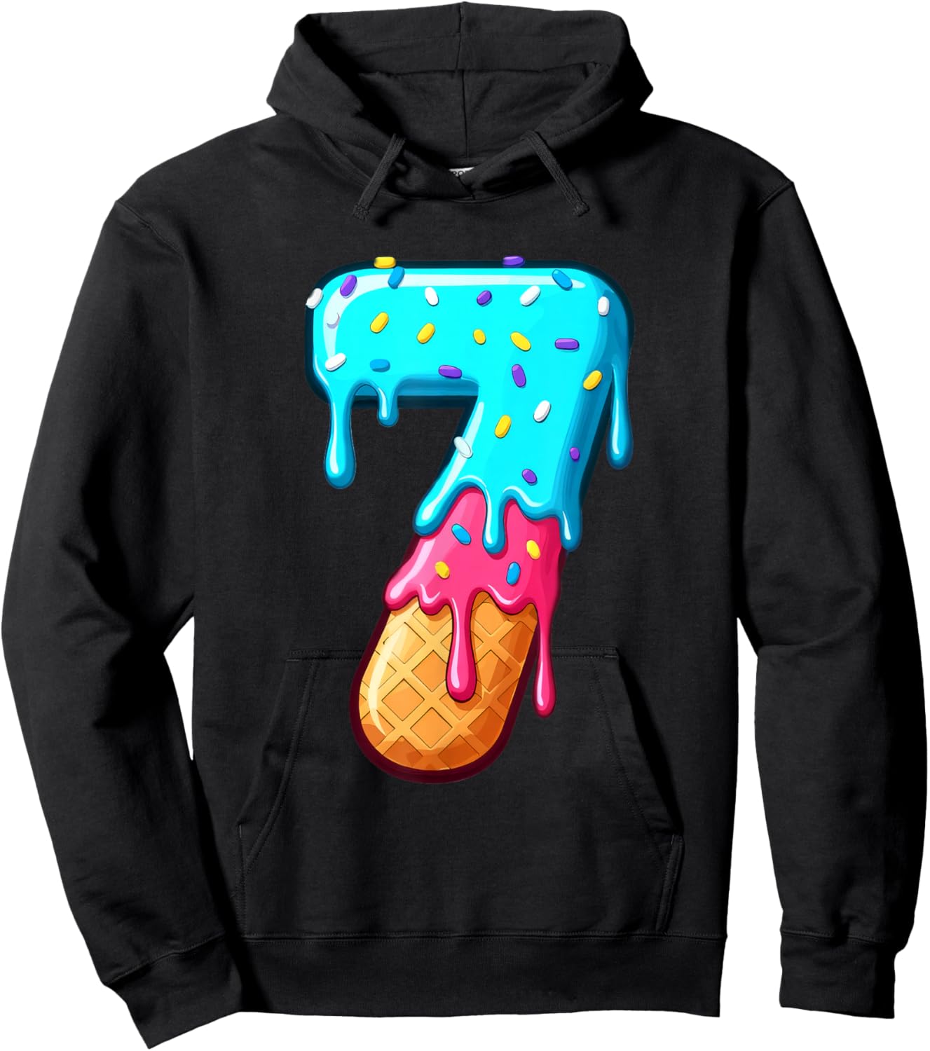 Funny 67 Number 7 Ice Cream Drip Meme Matching Group Costume Hoodie - Hoodie | Black