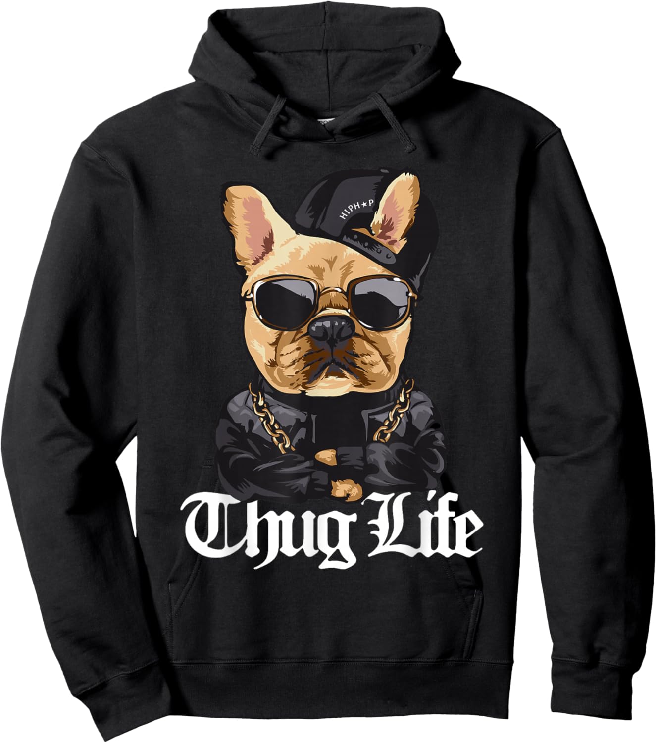 Cool Cute Hooded Gangsta Pug Thug Dog Hoodie - Hoodie | Black