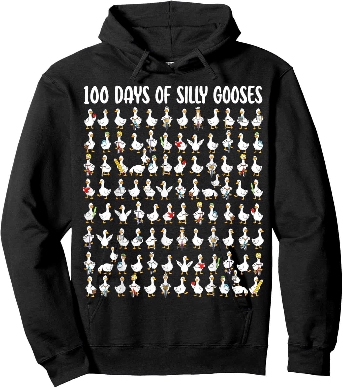 100 Days of Silly Gooses Funny 100th Day of School Teacher Hoodie - Hoodie | Black