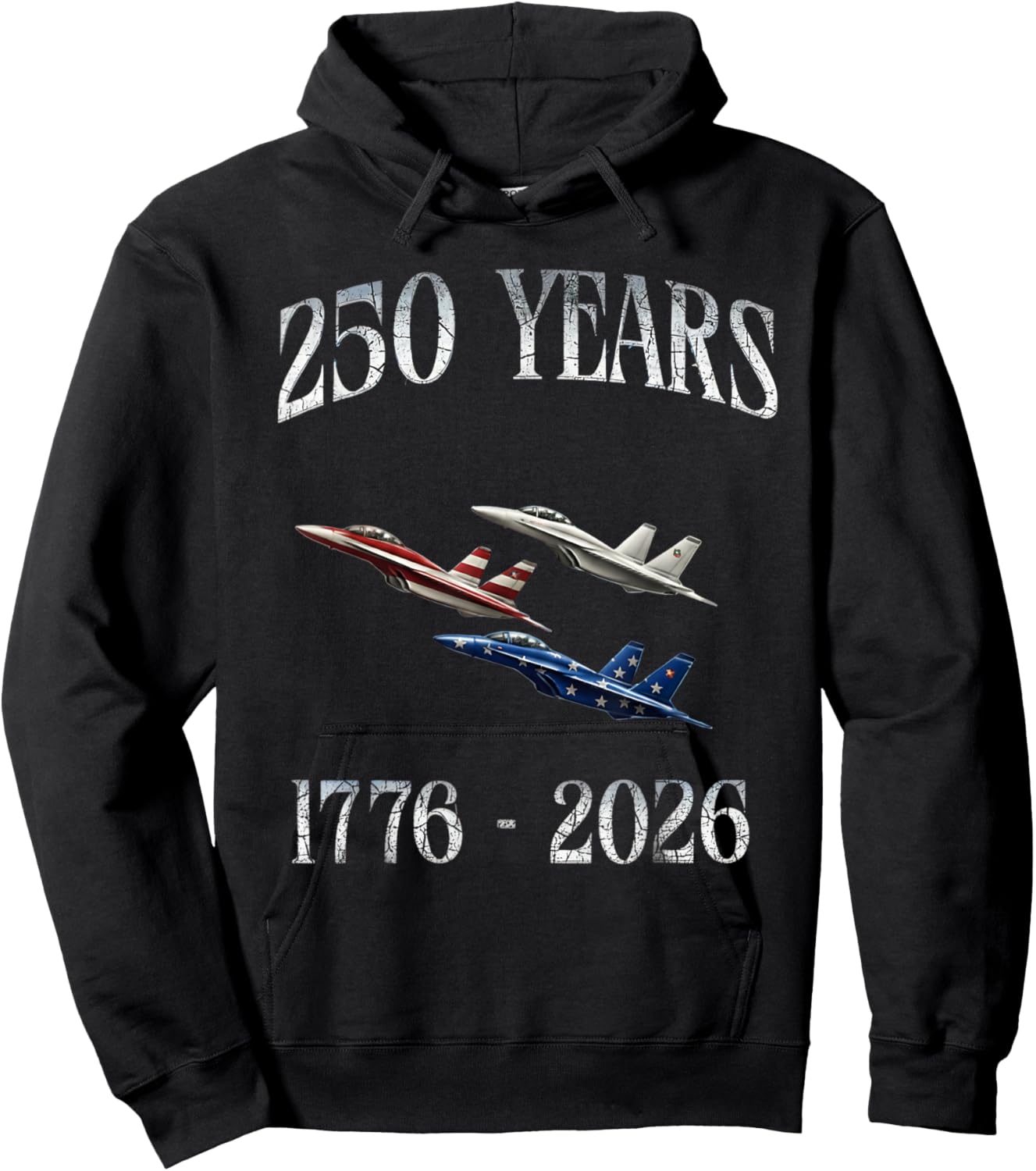 Fighter Jets Flag 250 Years 1776-2026 250th Birthday Hoodie - Hoodie | Black