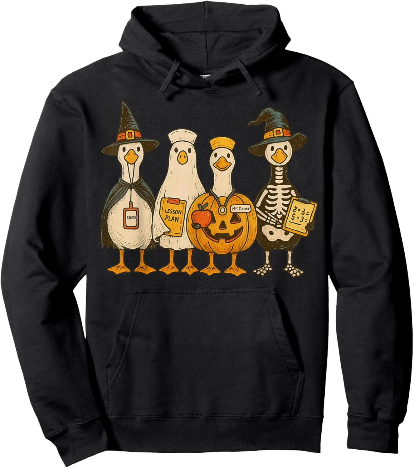 Funny Silly Goose Teacher Halloween Trick or Teach Hoodie - Hoodie | Black