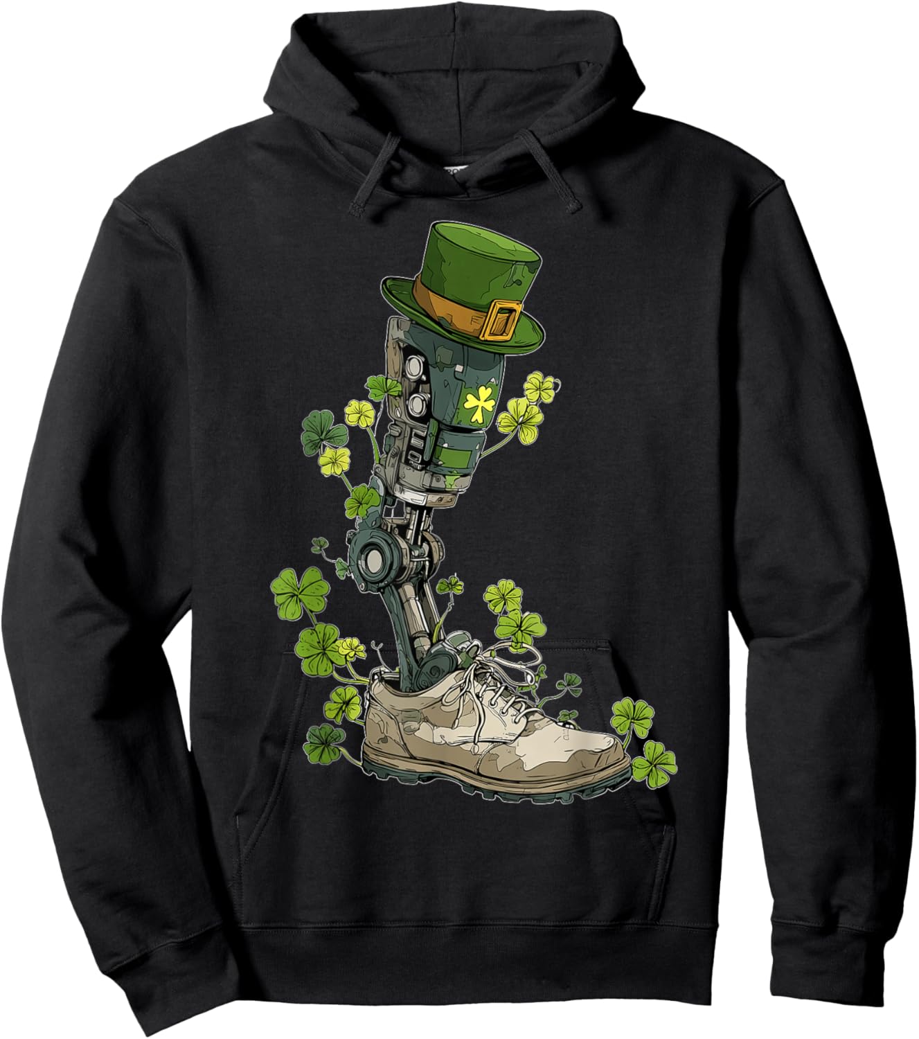 Amputee Prosthetic Amputated St. Patricks Day Pattys Day Hoodie - Hoodie | Black