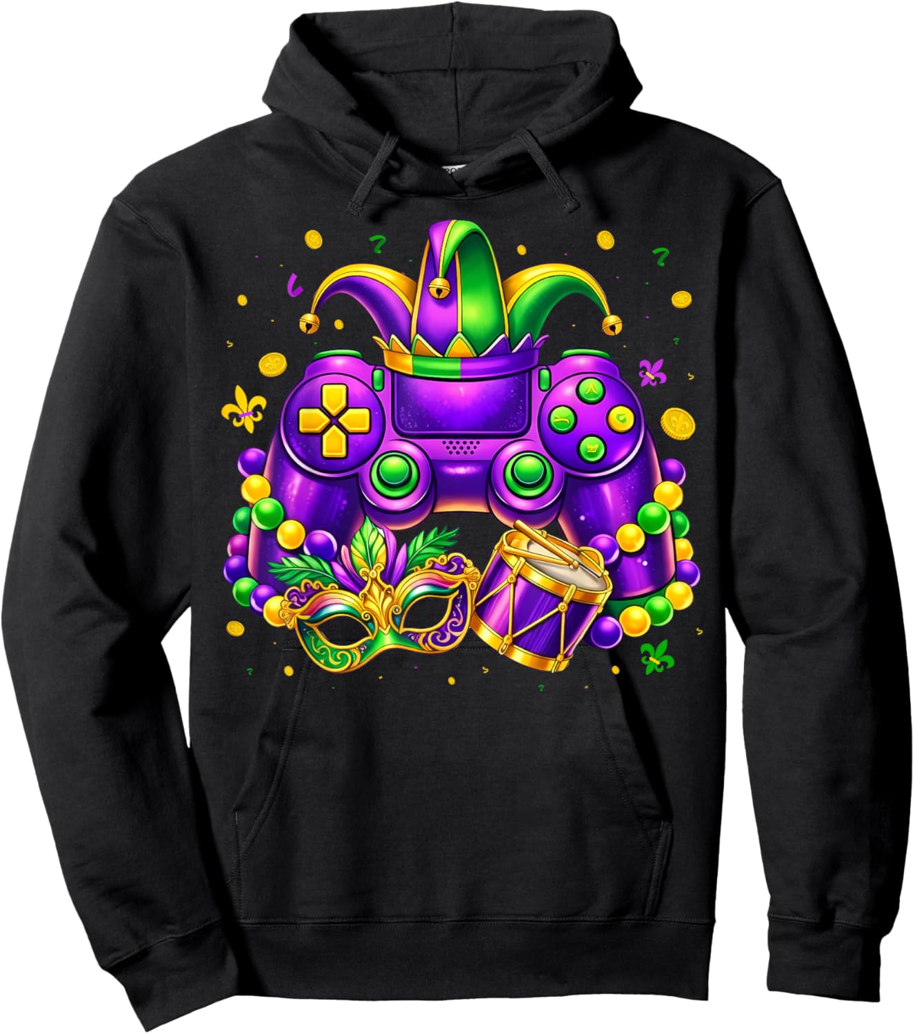 Mardi Gras Video Game for Boys Kids Men Youth New Orleans Hoodie - Hoodie | Black
