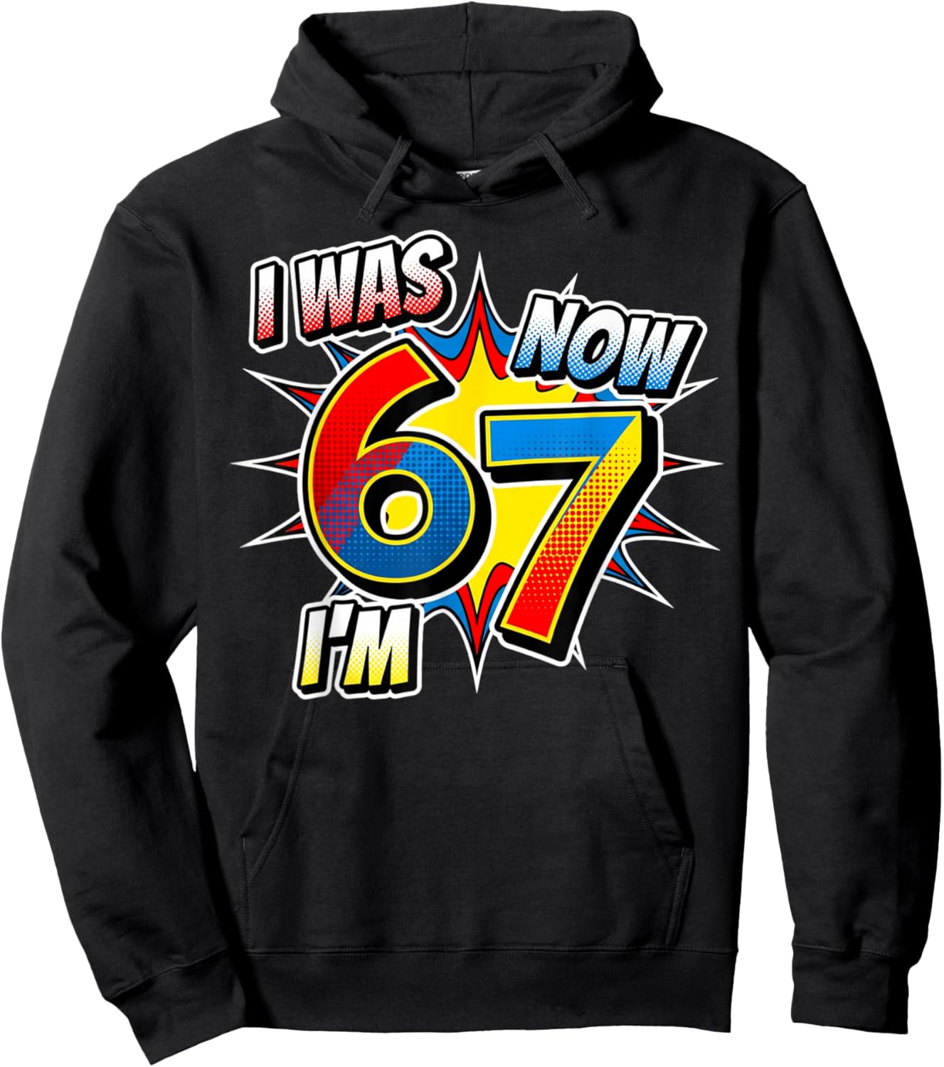 Six Seven Meme 7 Year Old Birthday Shirt was 6 Now I'm 7 Hoodie - Hoodie | Black
