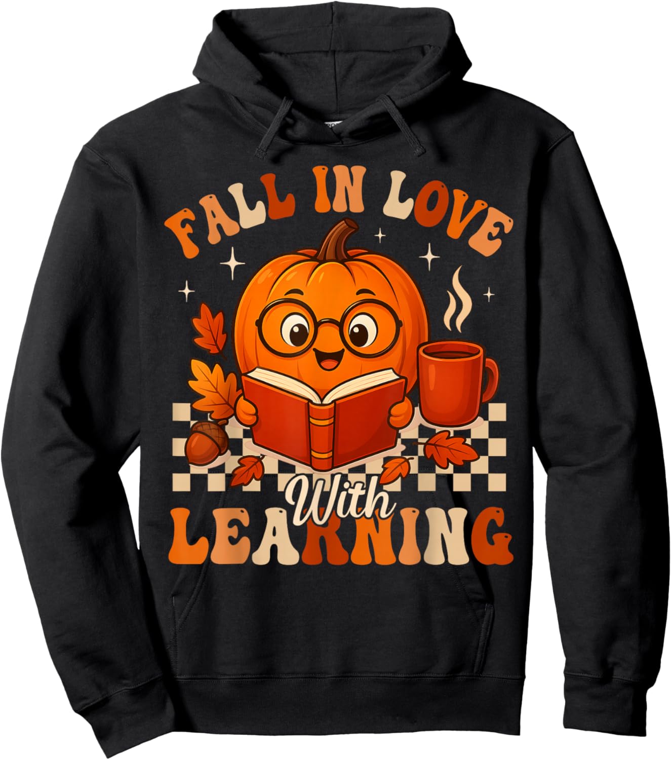 Fall in Love with Learning Pumpkin Book Autumn Halloween Hoodie - Hoodie | Black