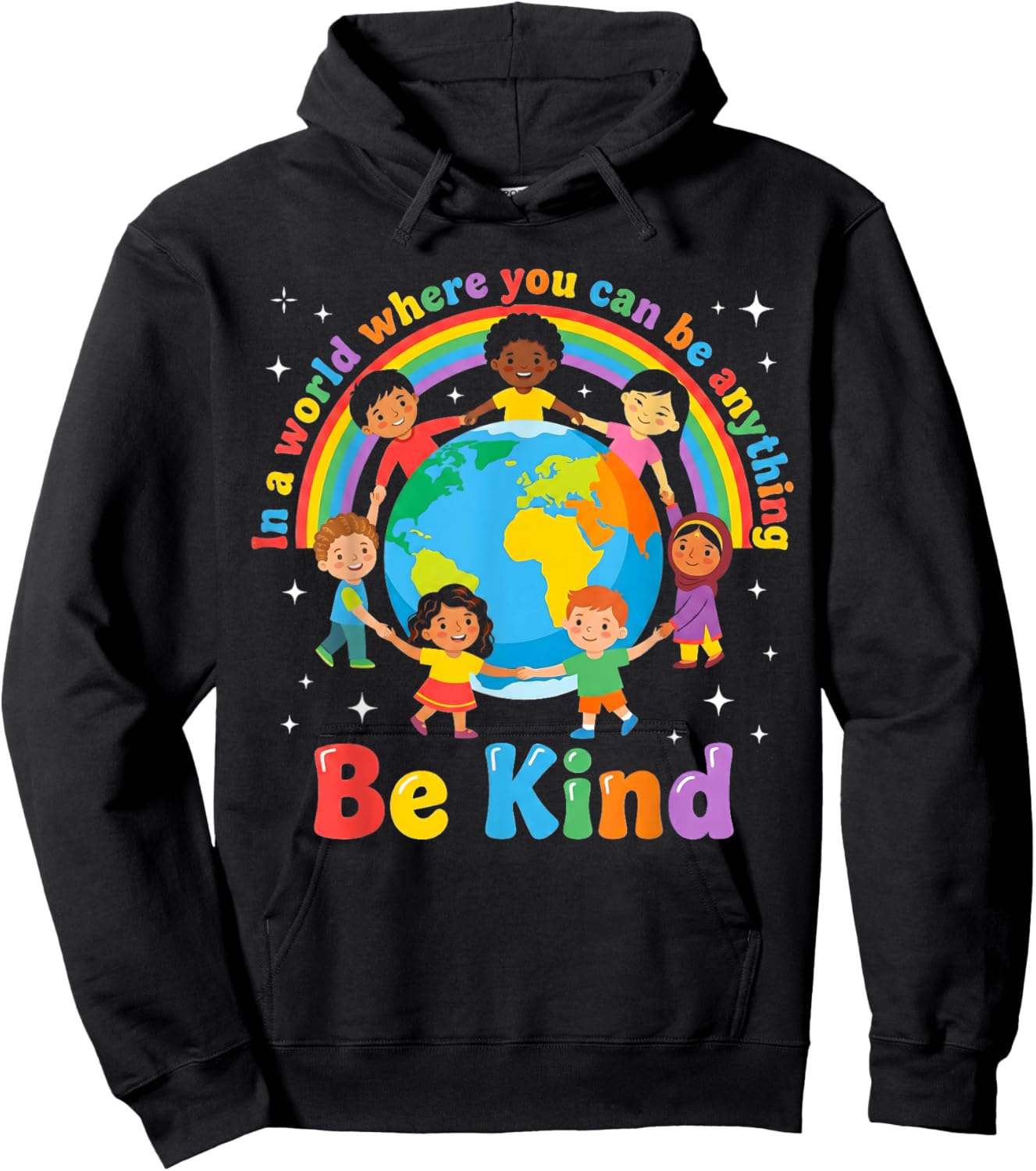 in A World Be Kind Positive Kids Choose Kindness Hoodie - Hoodie | Black