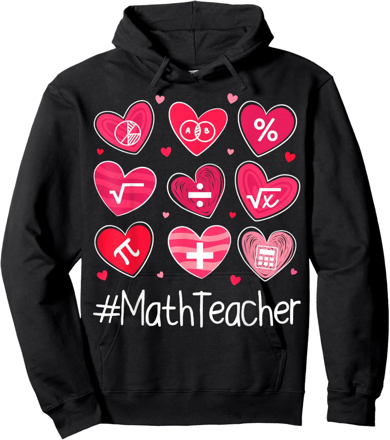 Love Heart Math Teacher Mathematics Valentine’s Day Hoodie - Hoodie | Black