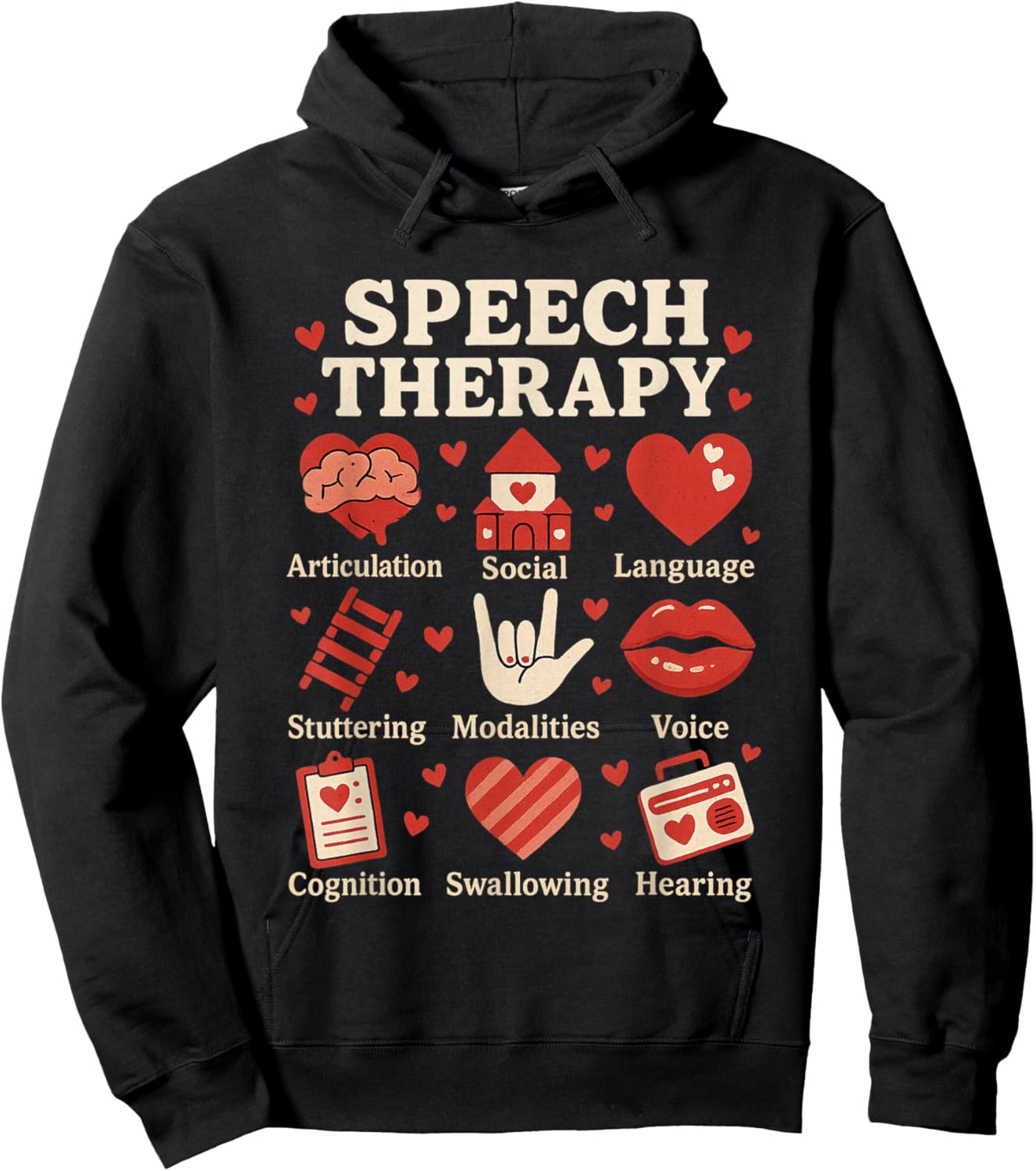 Valentines Day Speech Therapy Therapist SLPA SLP Valentine Hoodie - Hoodie | Black