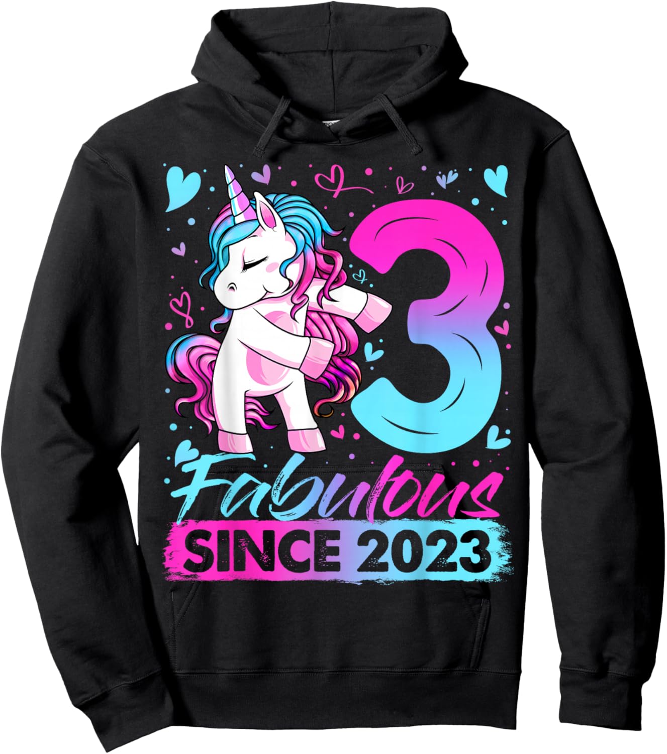 3rd Birthday Shirt Girl 3 Year Old Gifts 3 Birthday Girl Hoodie - Hoodie | Black