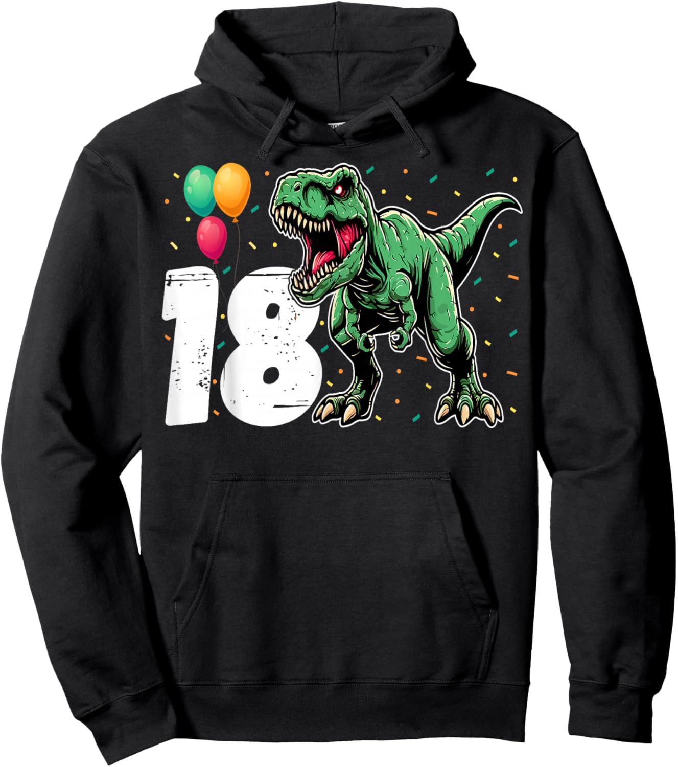 18th Birthday Dinosaur Lover 18 Years Old Boys Girls Hoodie - Hoodie | Black