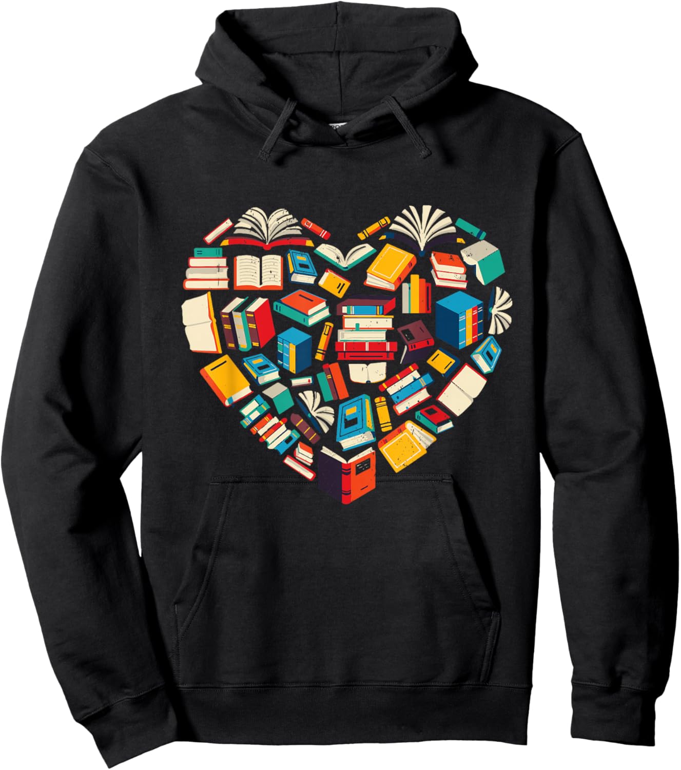 Book Lover Heart Reading Library Design Hoodie - Hoodie | Black
