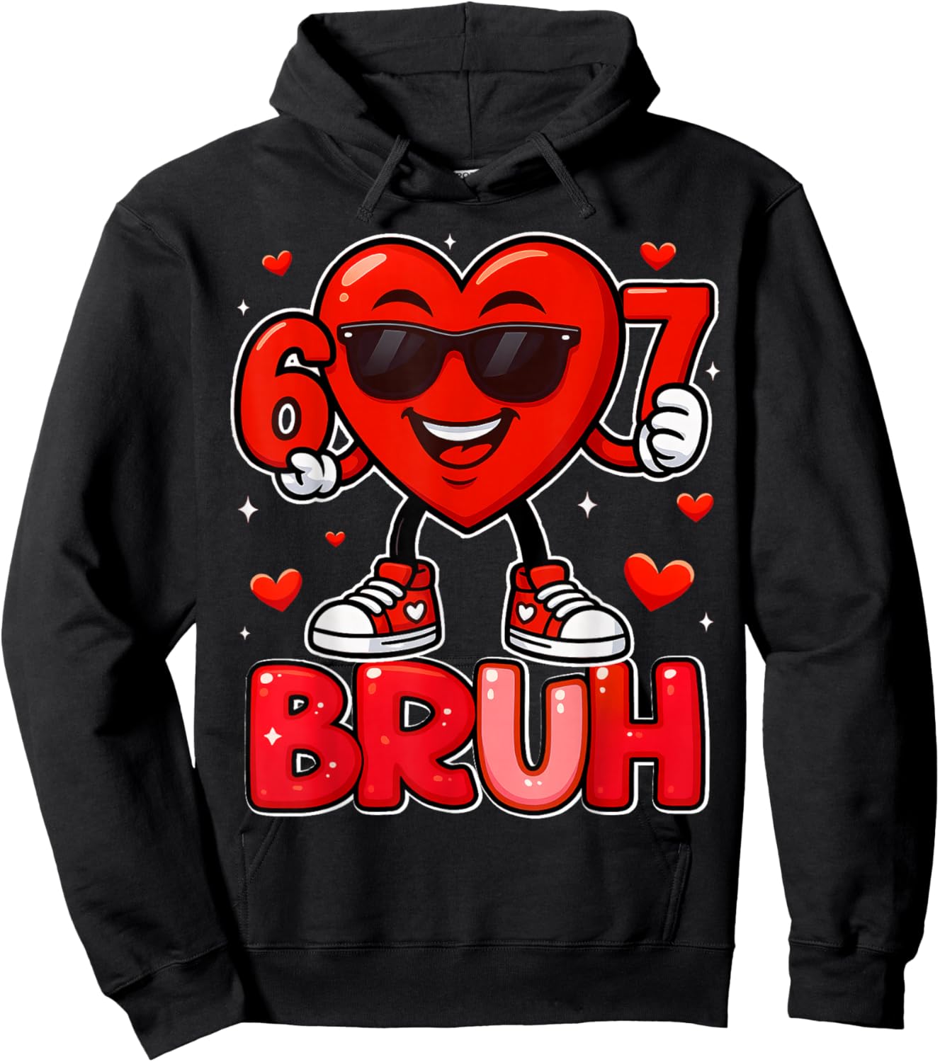 Funny 6 7 Meme 67 Six Seven Bruh Valentine Heart Boys Kids Hoodie - Hoodie | Black