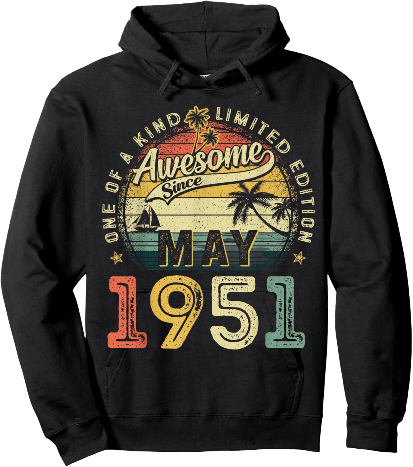 Awesome Since May 1951 Vintage Retro 75th Birthday Men Women Hoodie - Hoodie | Black