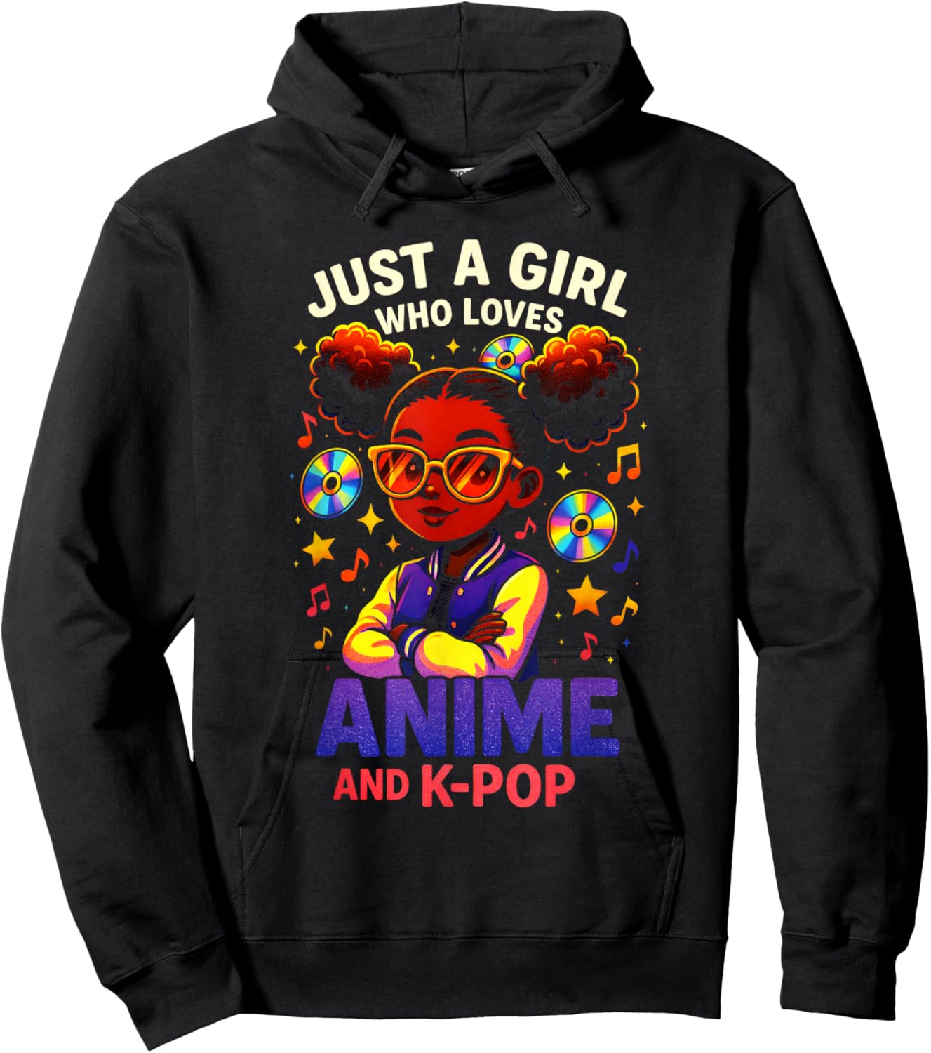 Just a Girl - Anime K-Pop Afro Love Hoodie - Hoodie | Black