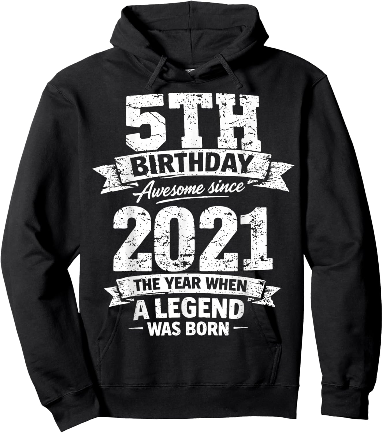 5 Year Old Vintage Awesome Since 2021 5th Birthday Hoodie - Hoodie | Black