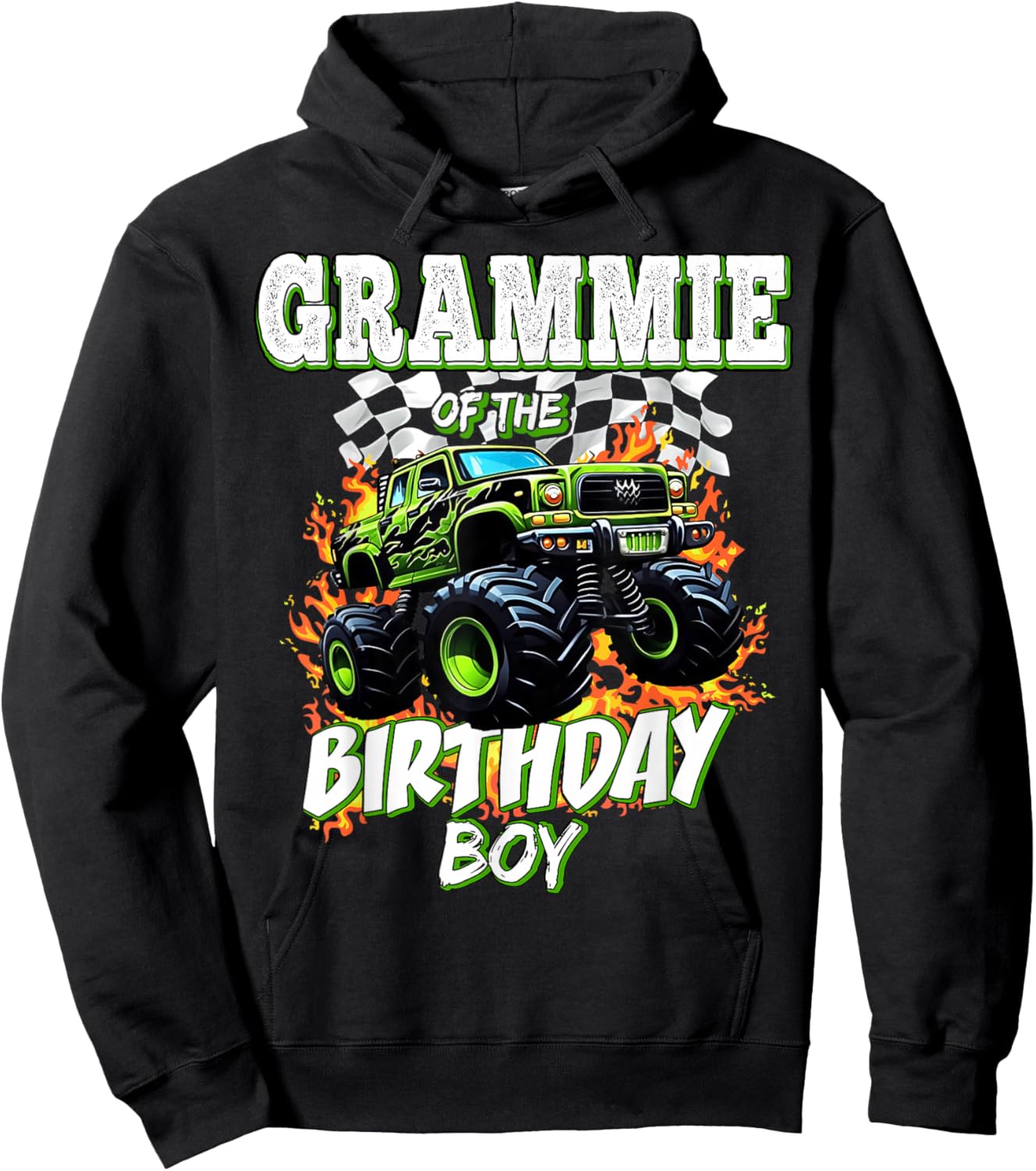 Grammie of The Birthday Boy Monster Truck Birthday Kids Hoodie - Hoodie | Black