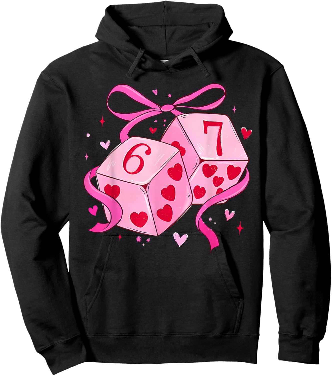 Preppy Six Seven Valentine Funny Coquette Valentine Hoodie - Hoodie | Black