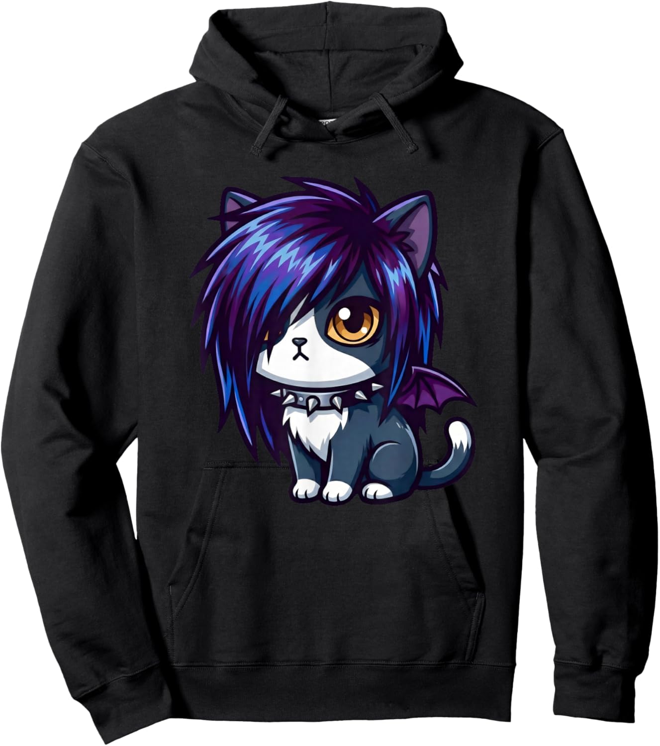 Cute Goth Cat Emo Gothic Cat Kitty Kawaii Kids Boys Girls Hoodie - Hoodie | Black
