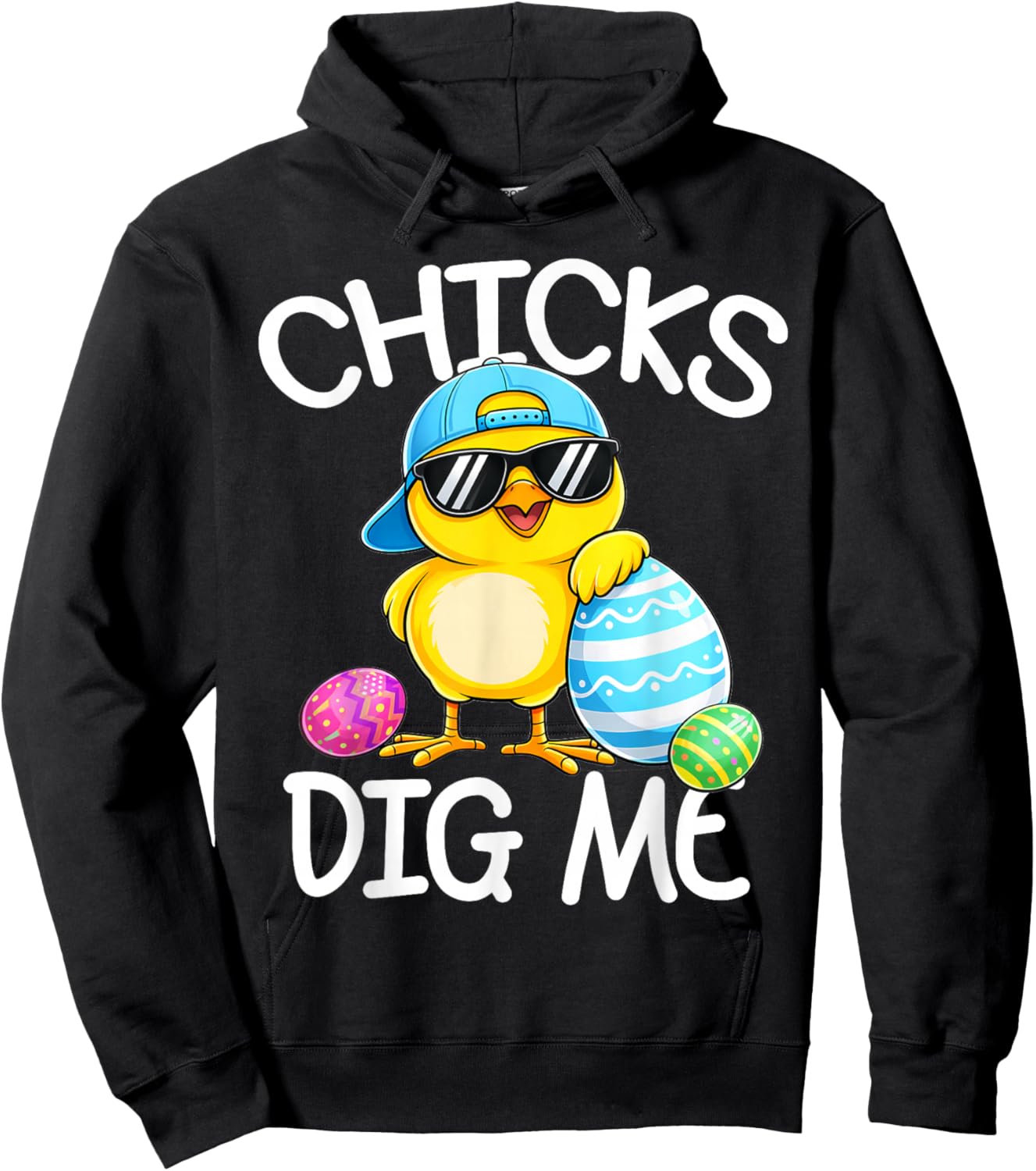 Happy Easter Chicks Dig Me Easter Toddler Boys Men Kids Hoodie - Hoodie | Black